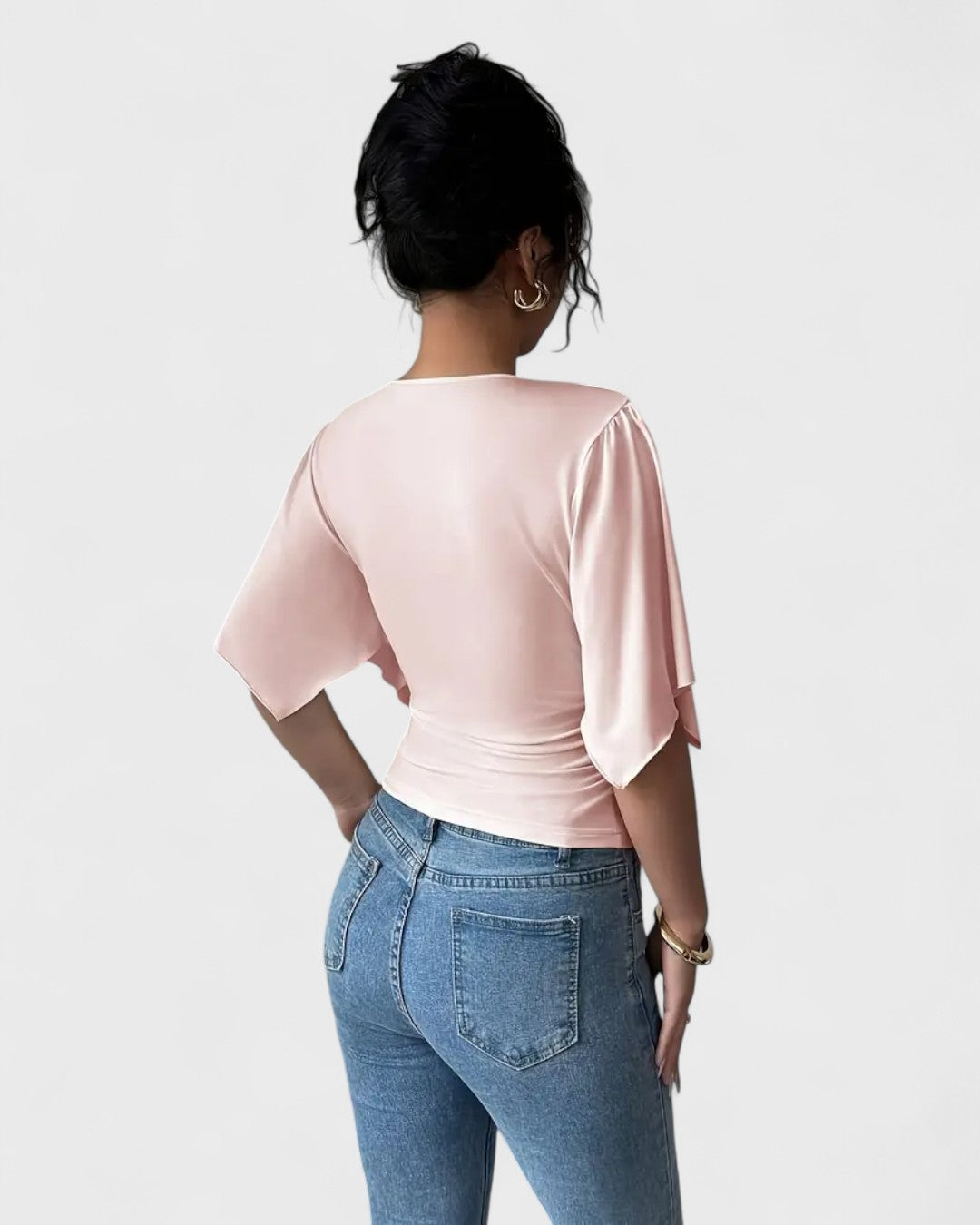 Blouse portefeuille manches papillon