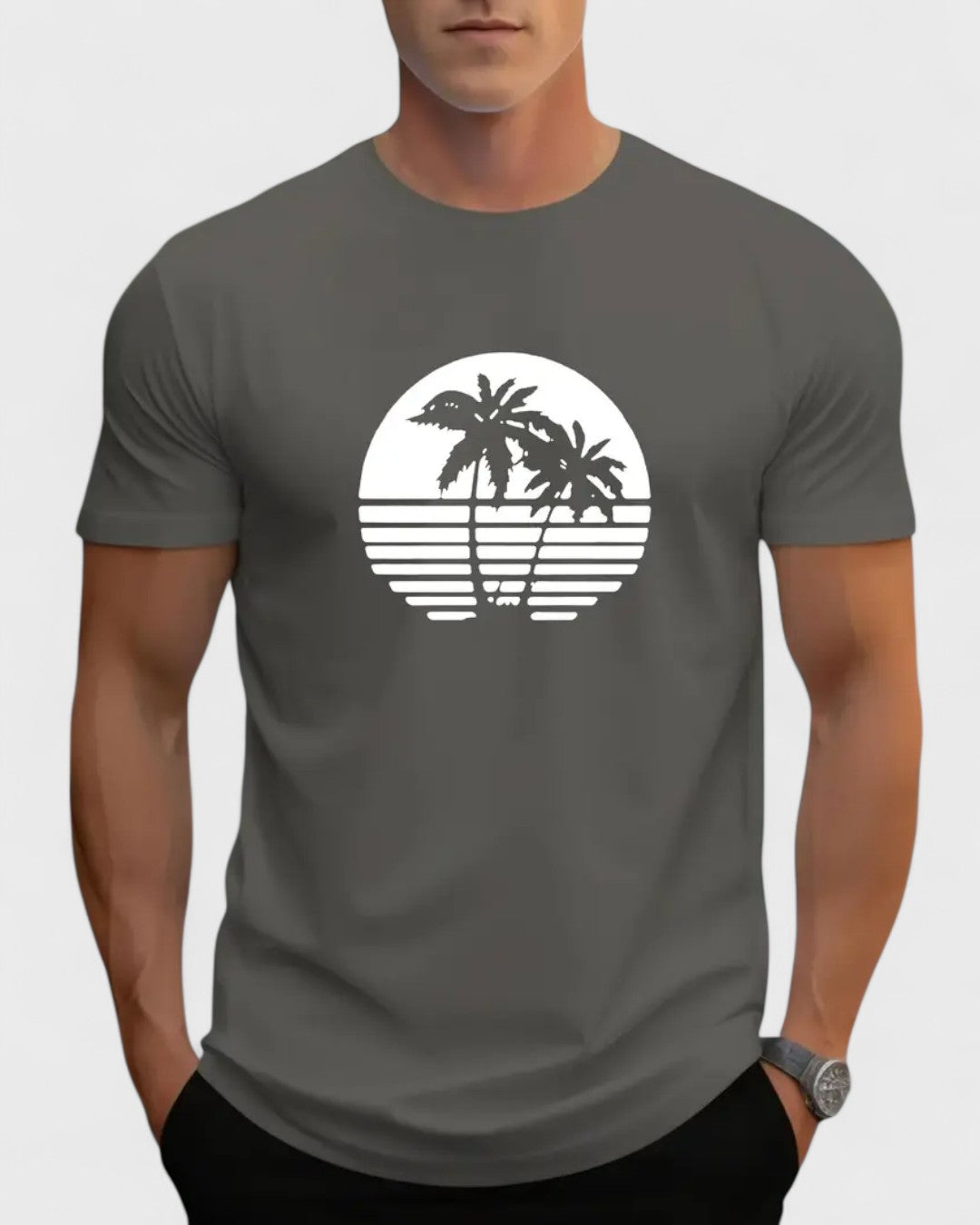 T-shirt graphique avec palmiers