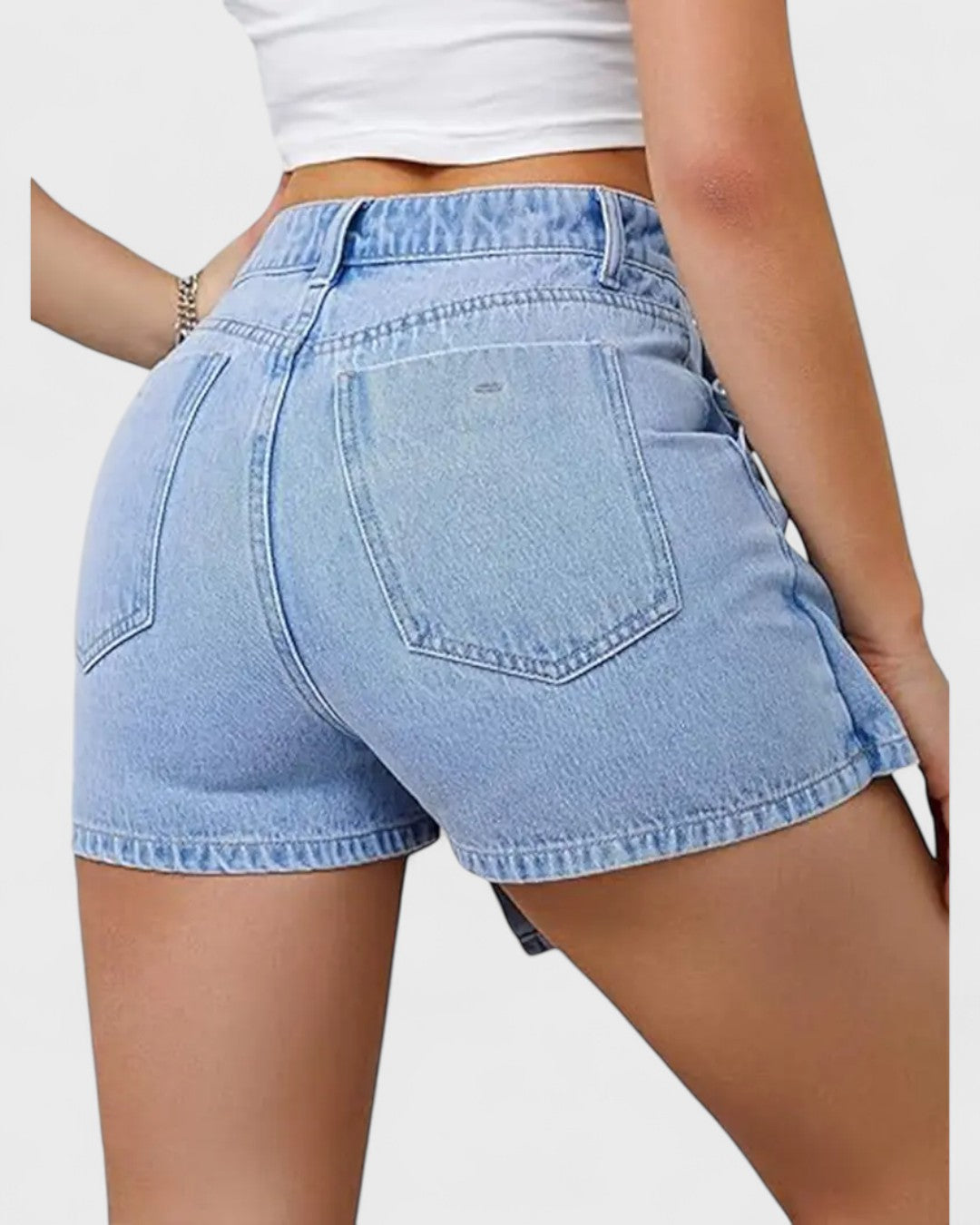 Short en jean asymétrique pour femme