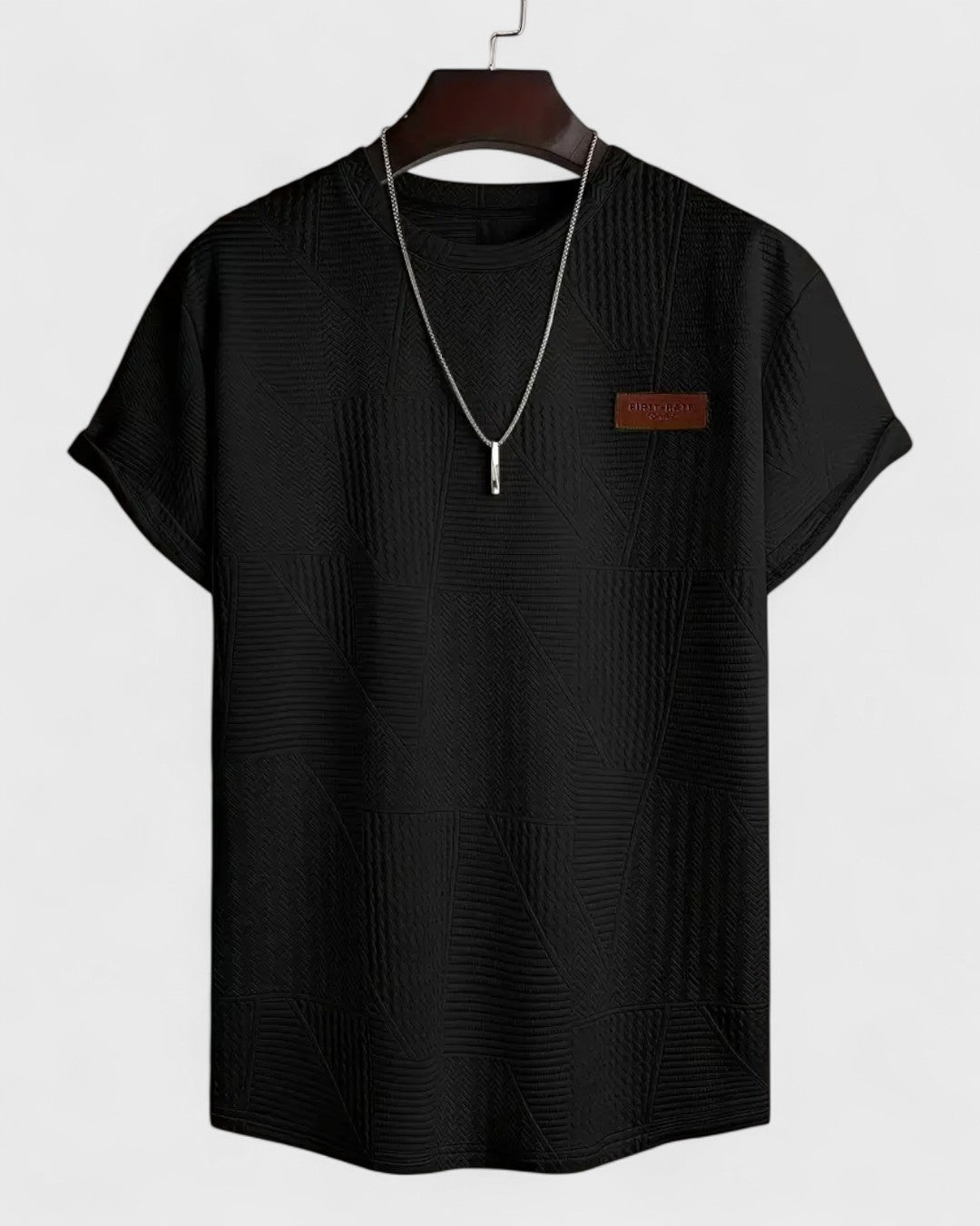T-shirt pour homme à motif jacquard blanc et marron