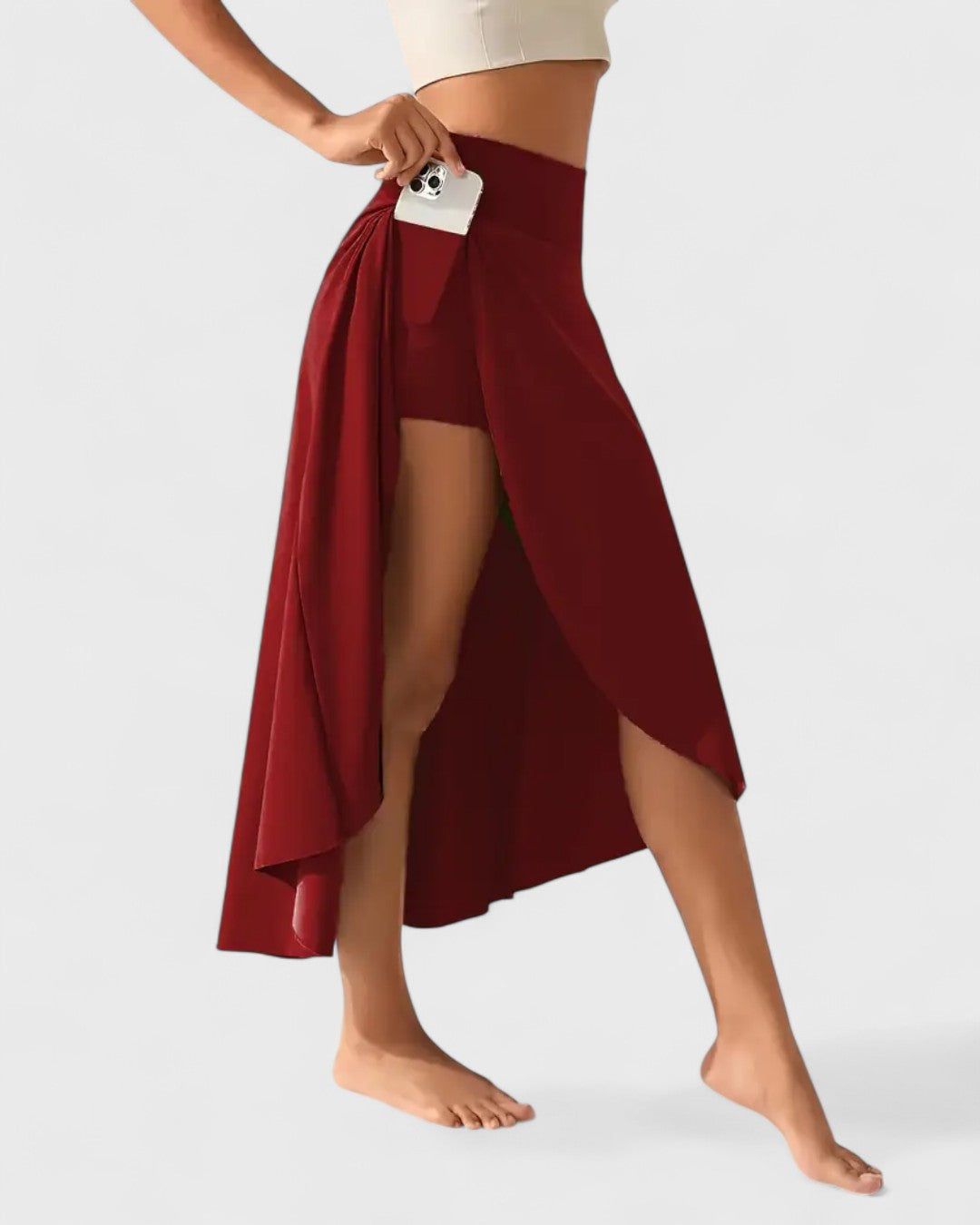 Jupe drapée à fente asymétrique