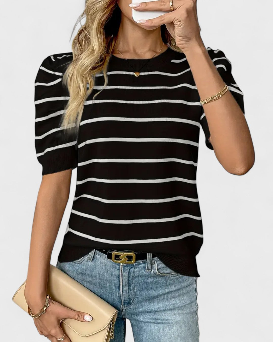 Chemise rayée à manches bouffantes