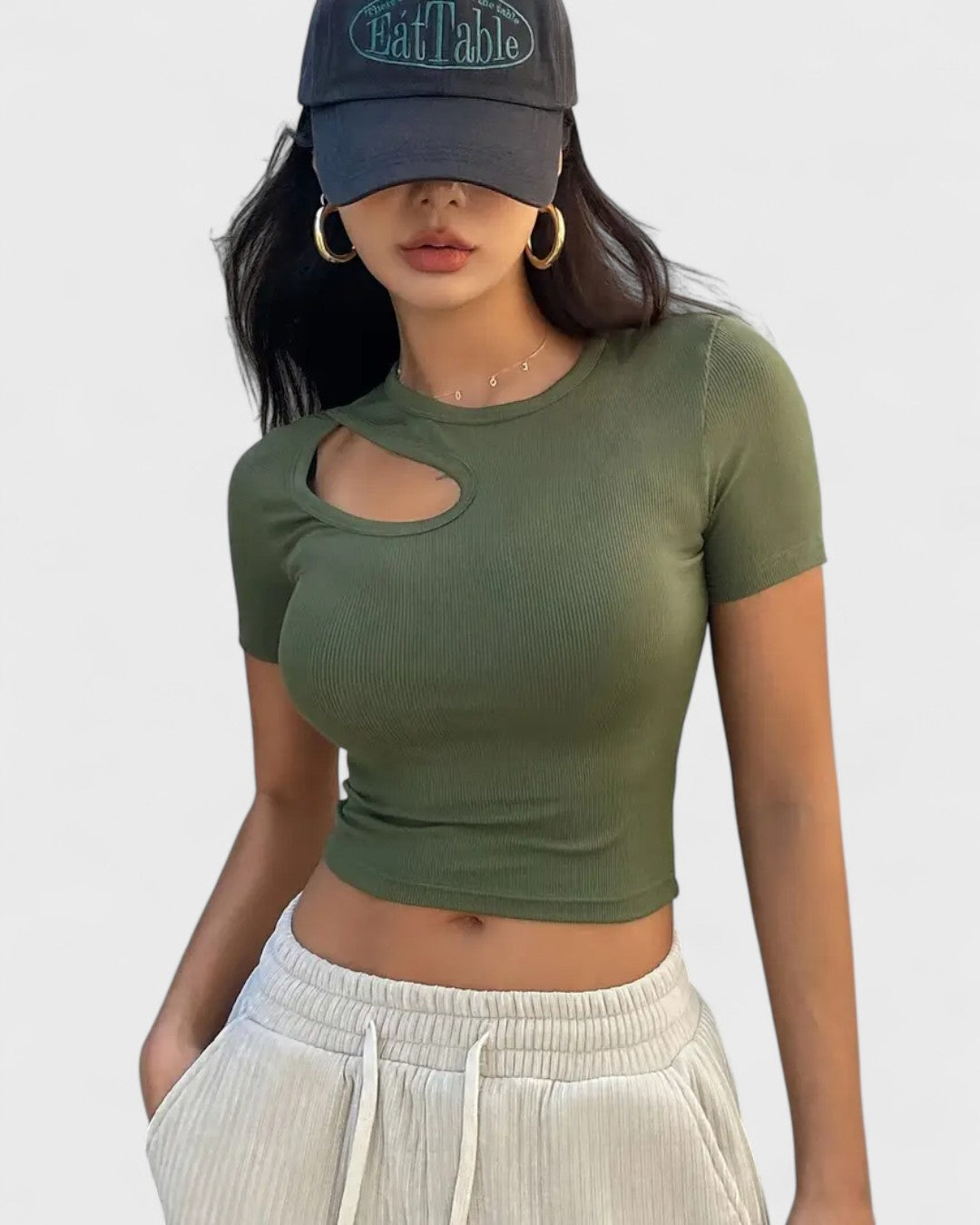 Crop top asymétrique à découpe