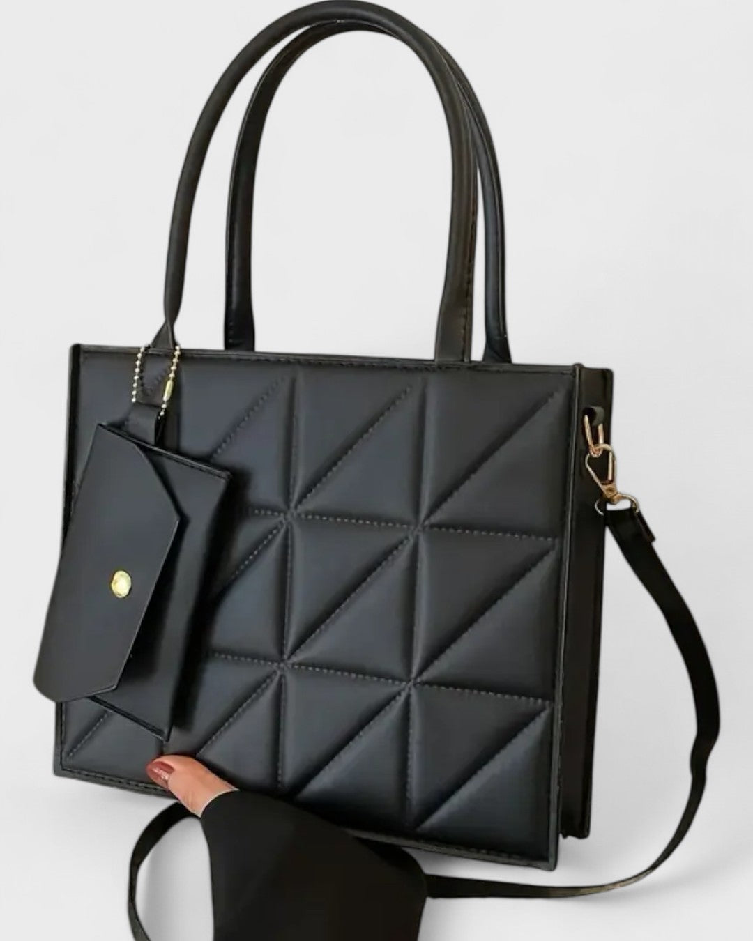 Sac à main matelassé avec pochette assortie