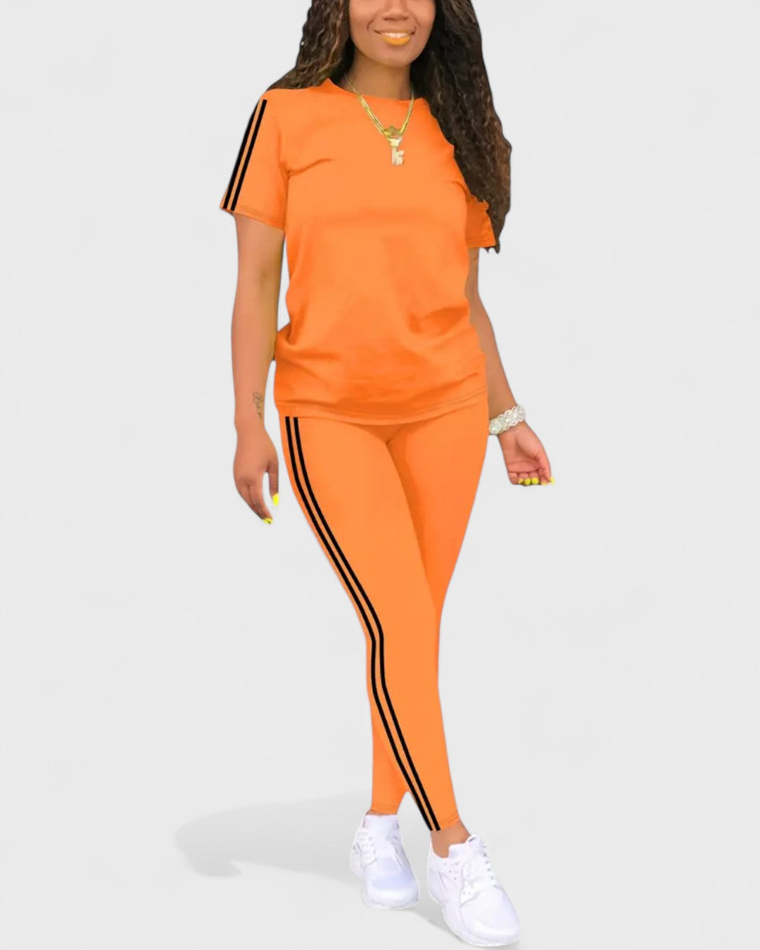 Ensemble t-shirt et legging à bandes contrastantes