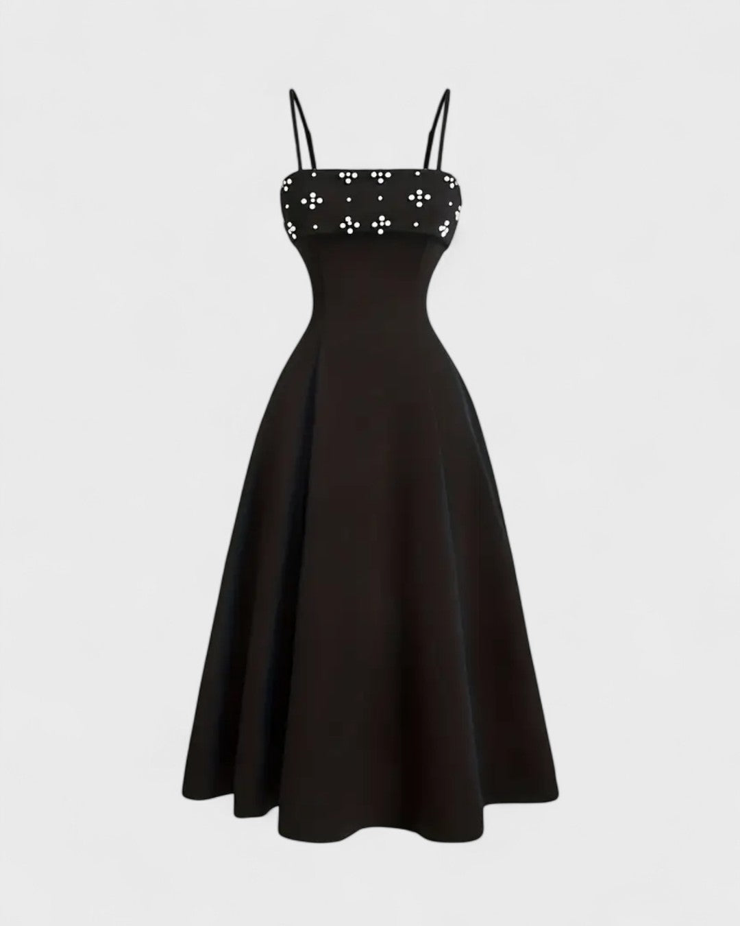 Robe midi à perles fines et bretelles croisées