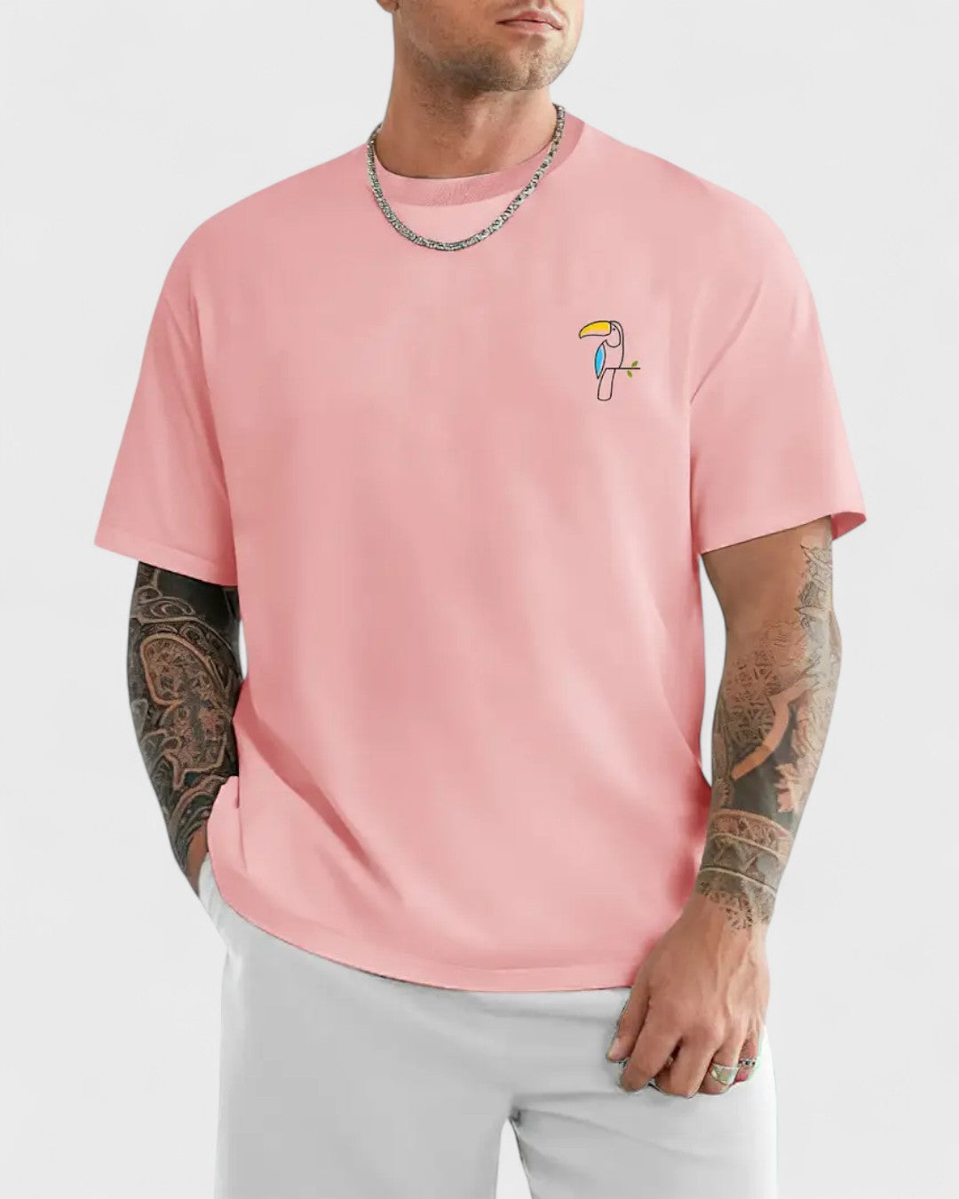 T-shirt col rond brodé toucan