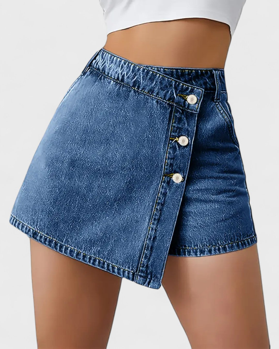 Short en jean asymétrique pour femme