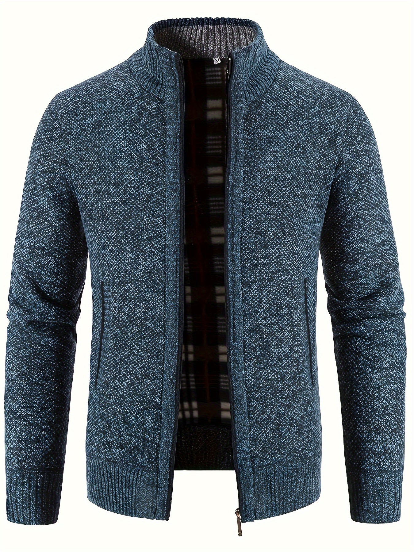 Veste Col Montant Tricotée avec Poches