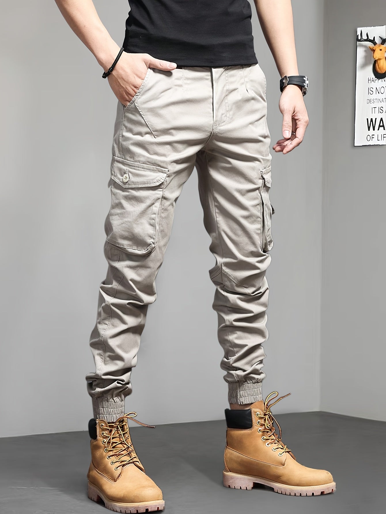 Pantalon Cargo Court Slim Fit avec Poches Multiples