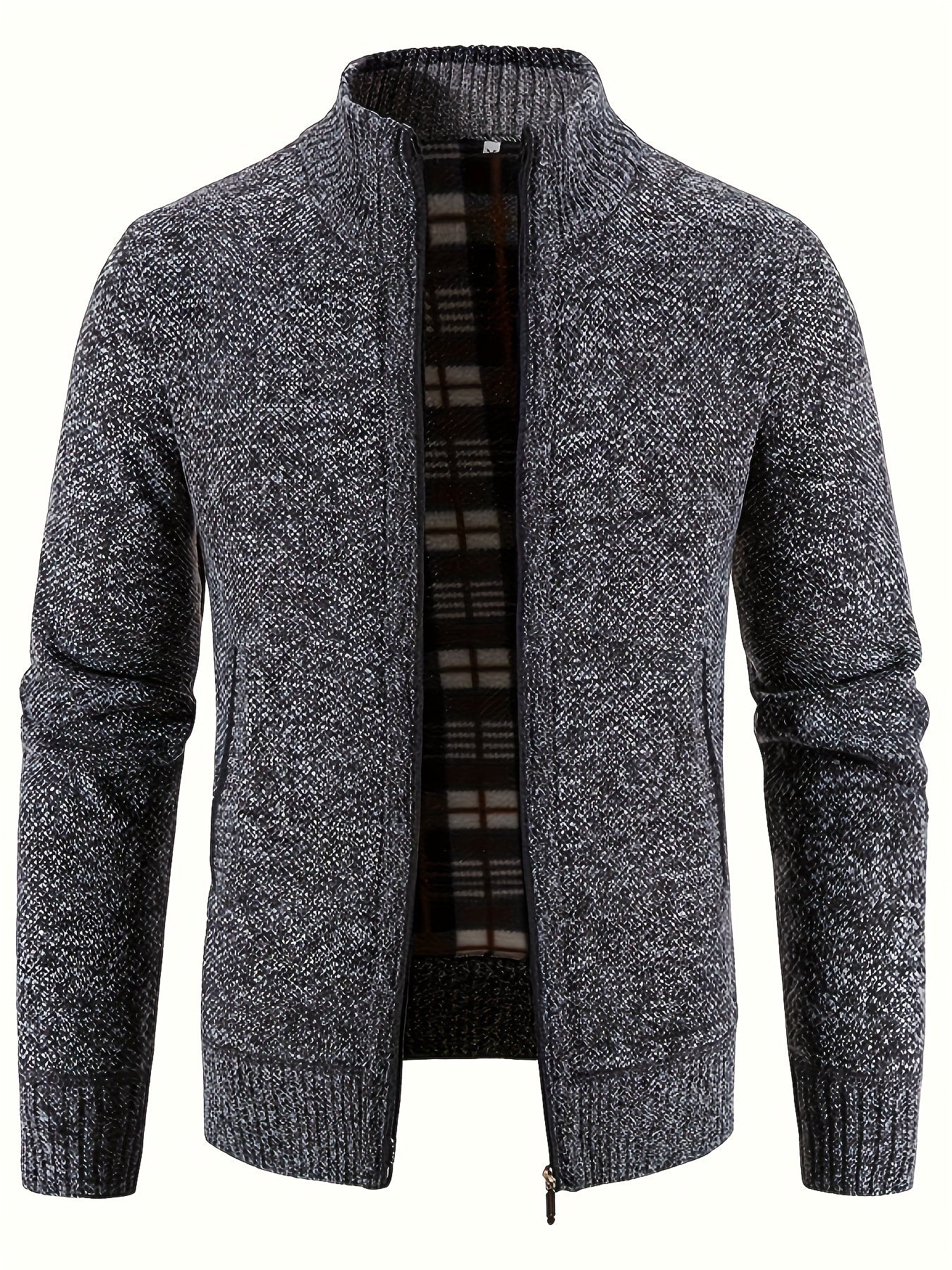 Veste Col Montant Tricotée avec Poches