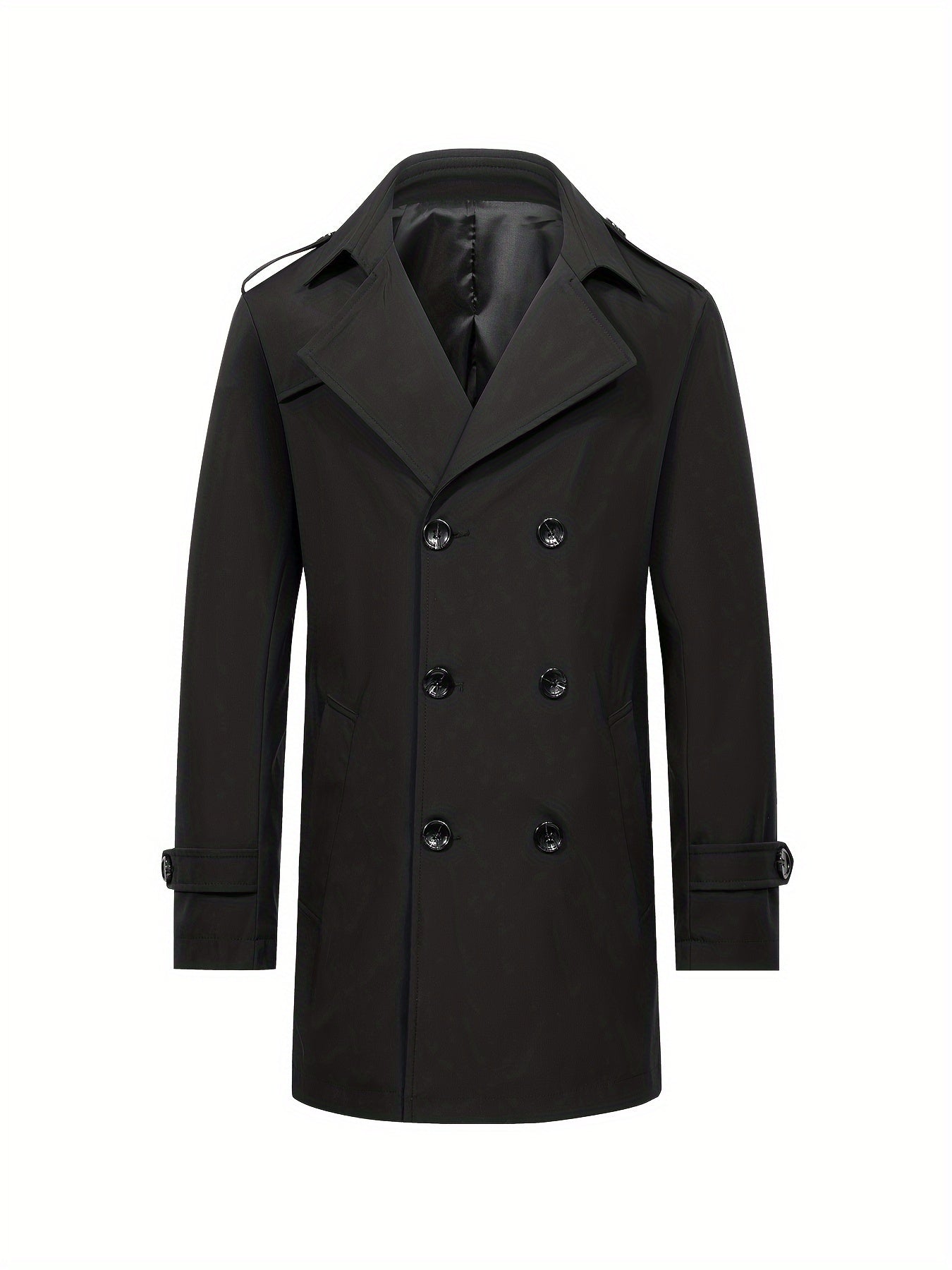 Manteau Trench Mi-Long à Double Boutonnage pour Hommes, Style Décontracté Élégant