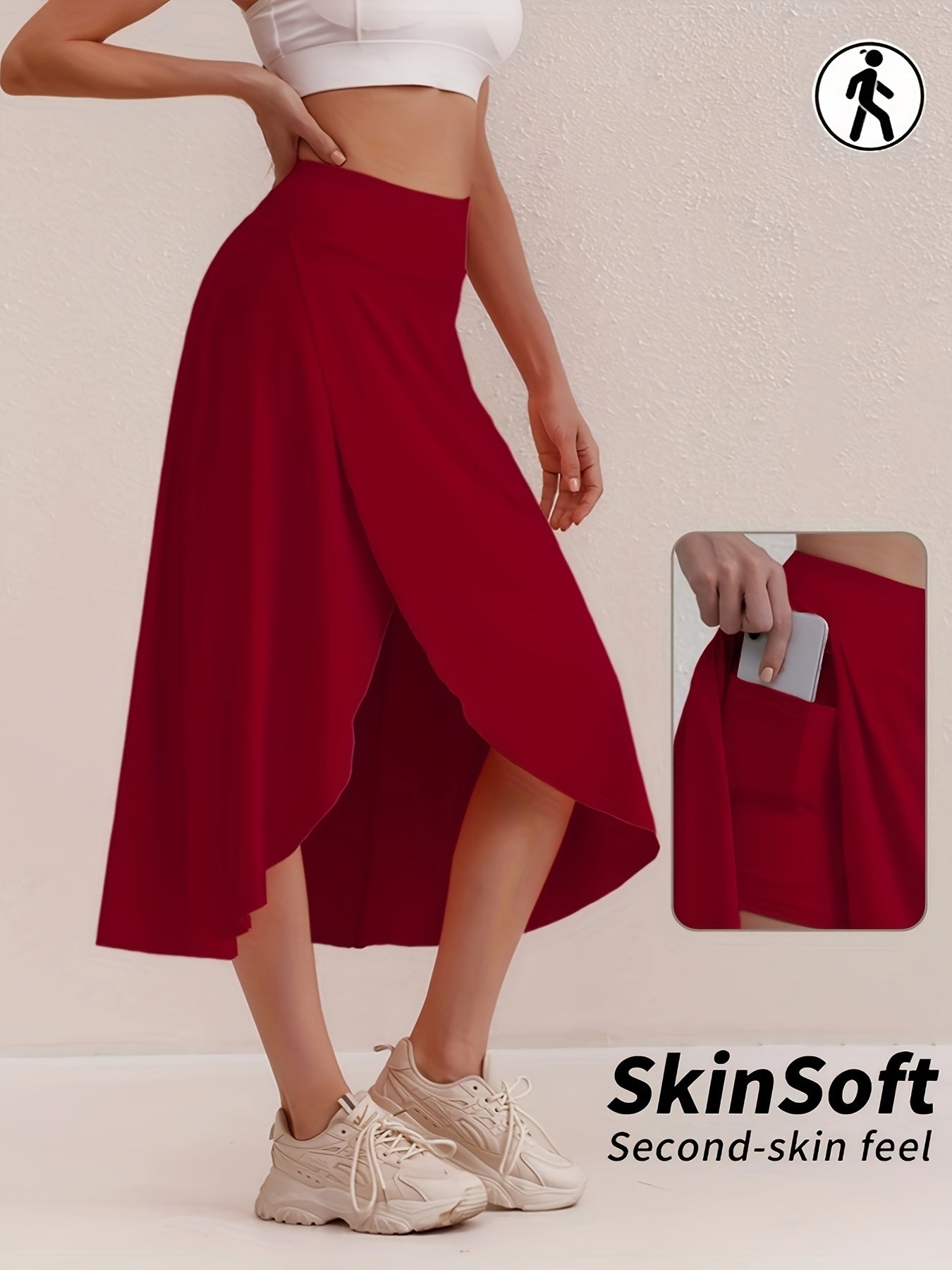 Jupe Asymétrique Fendue Taille Haute Décontractée