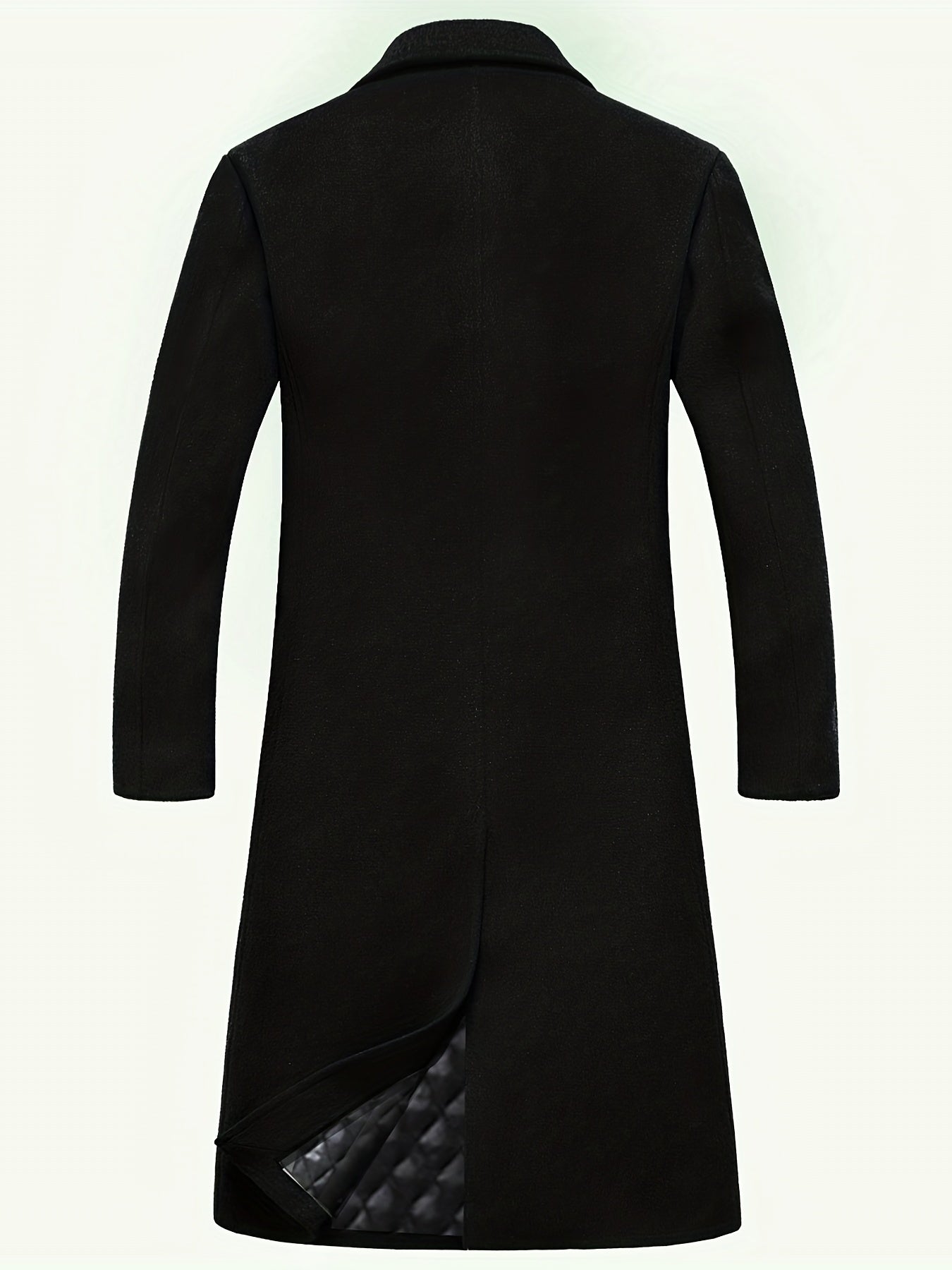 Manteau Long en Laine Mélangée avec Revers pour Hommes