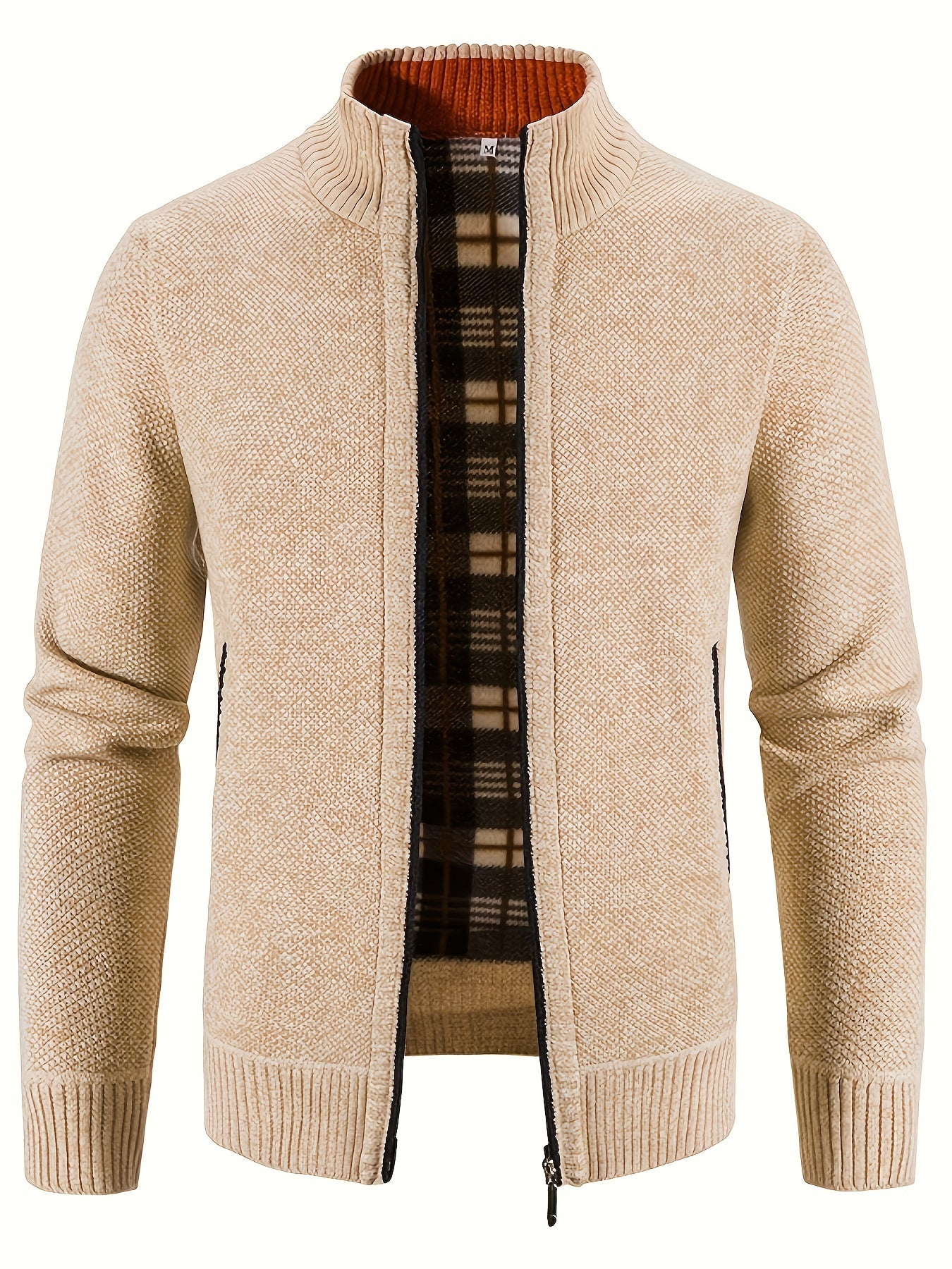 Veste Col Montant Tricotée avec Poches