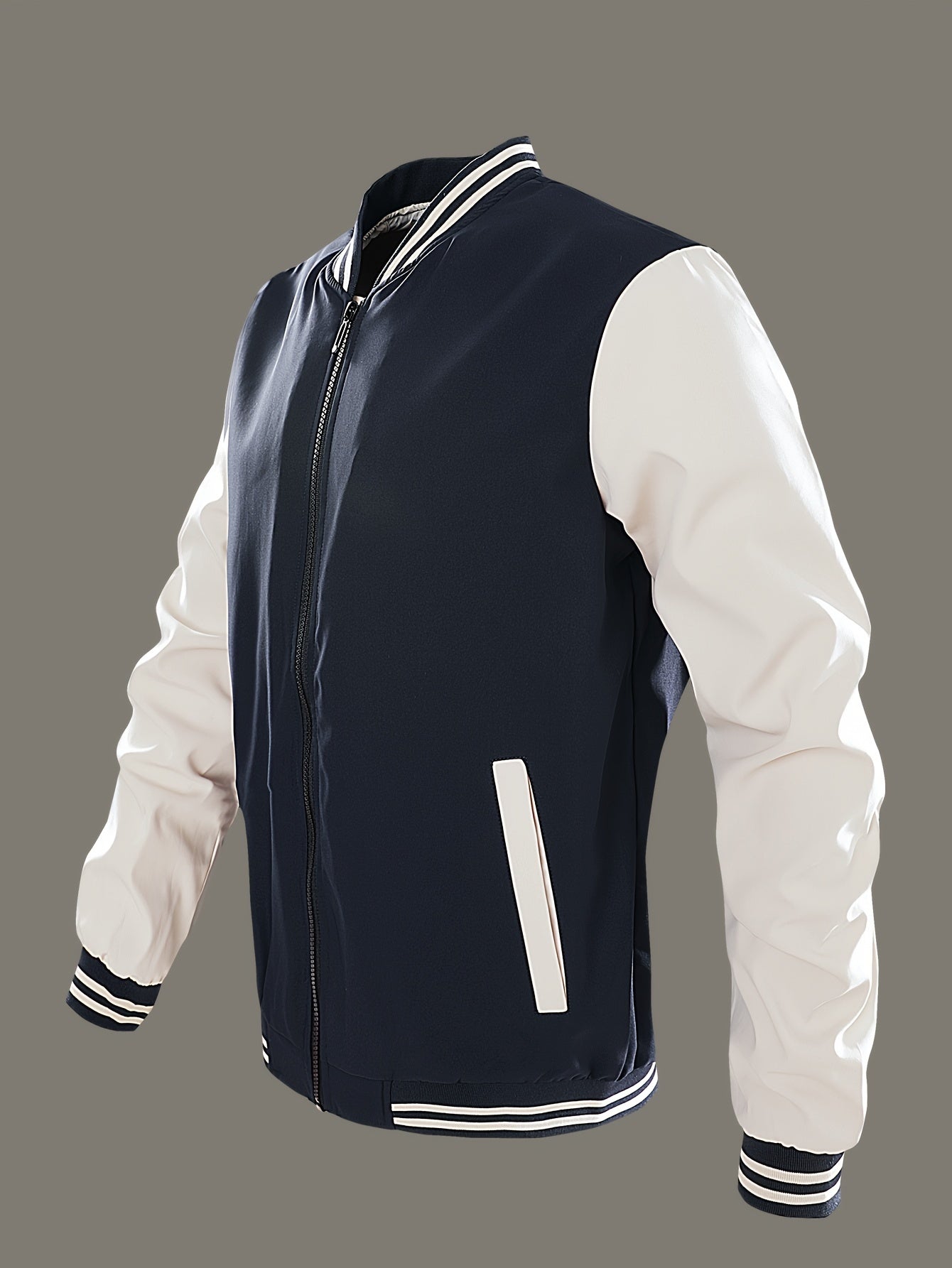 Veste de Baseball Zippée Color Block pour Hommes