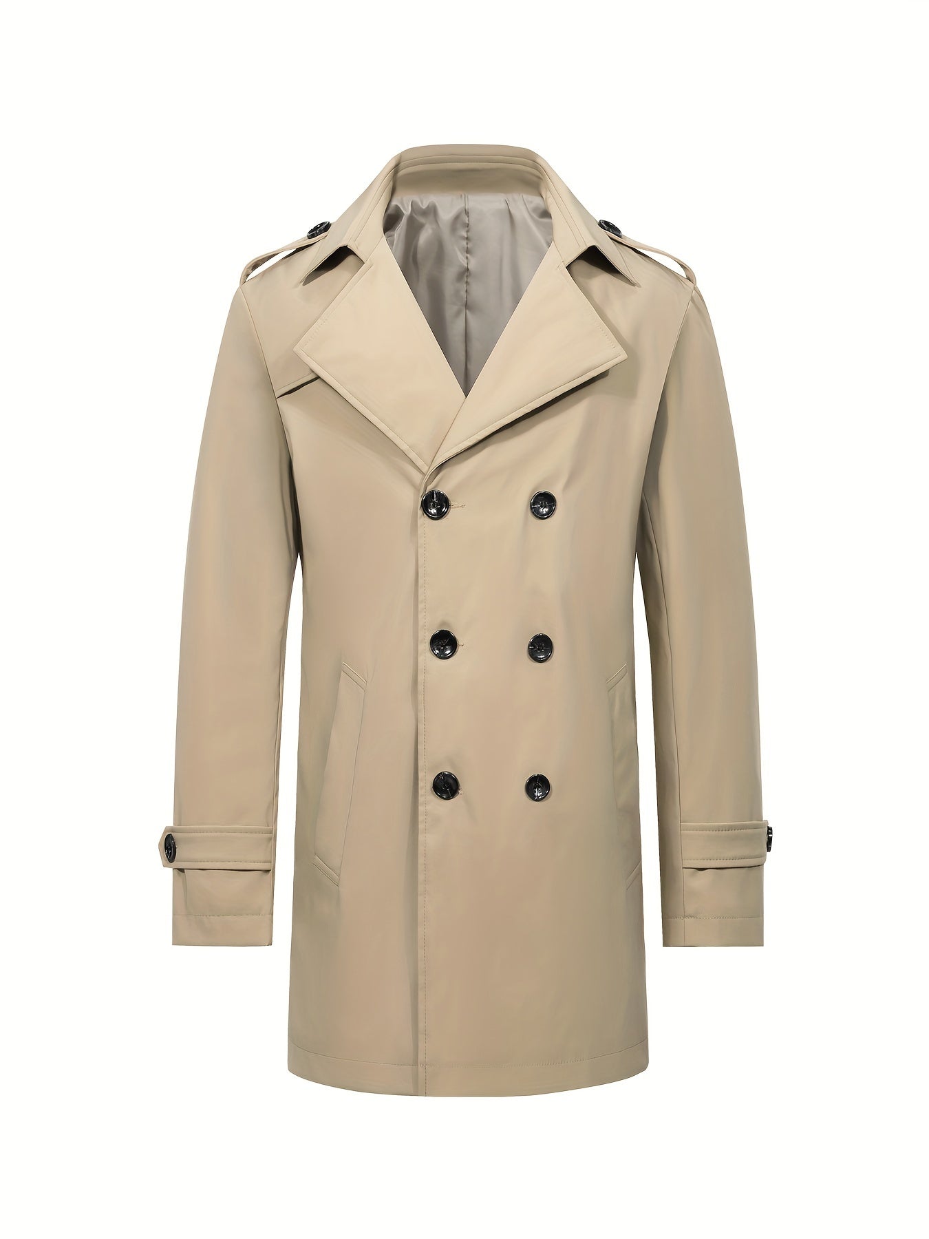 Manteau Trench Mi-Long à Double Boutonnage pour Hommes, Style Décontracté Élégant