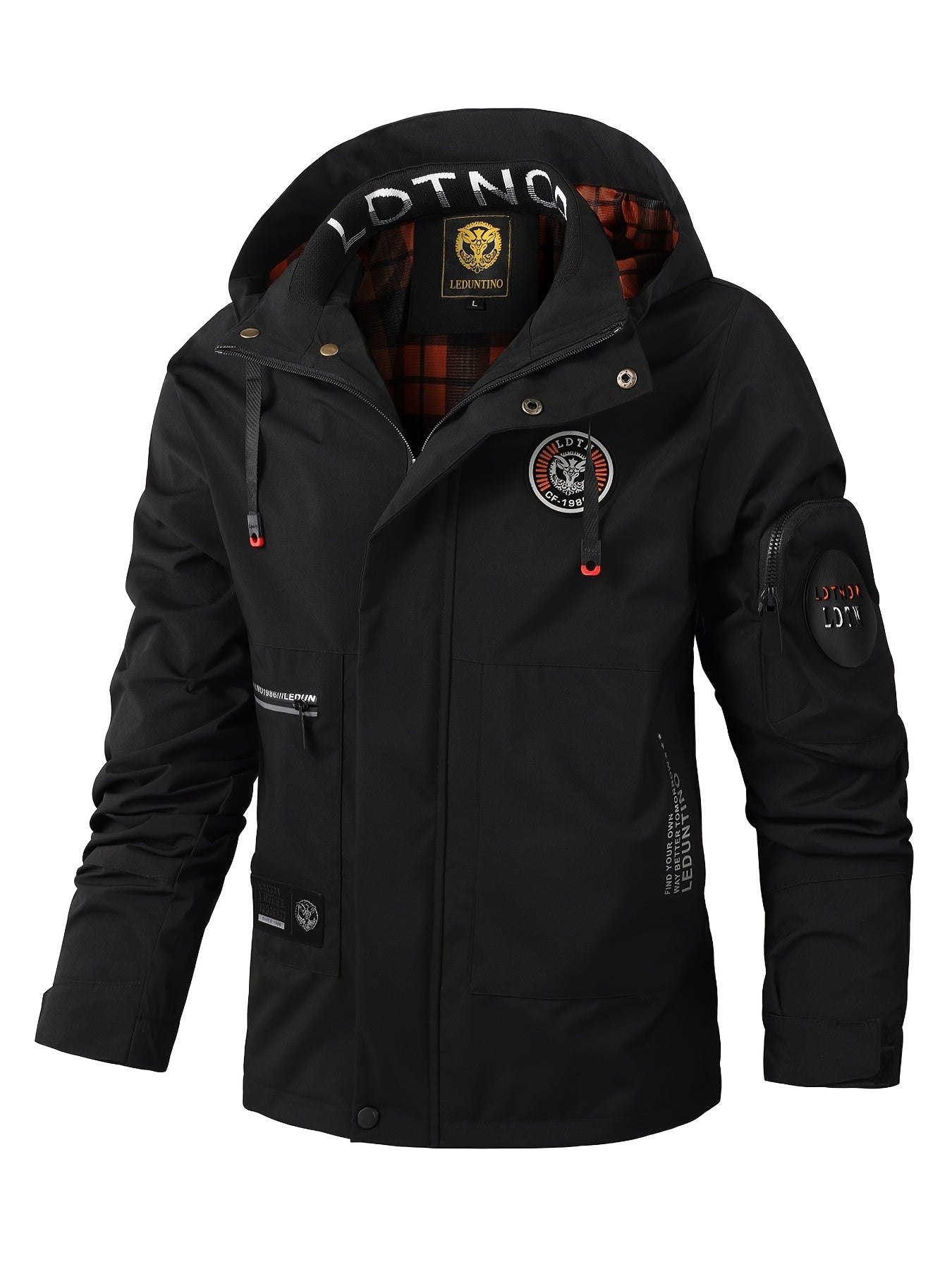 Veste à Capuche avec Broderie et Poches Multiples