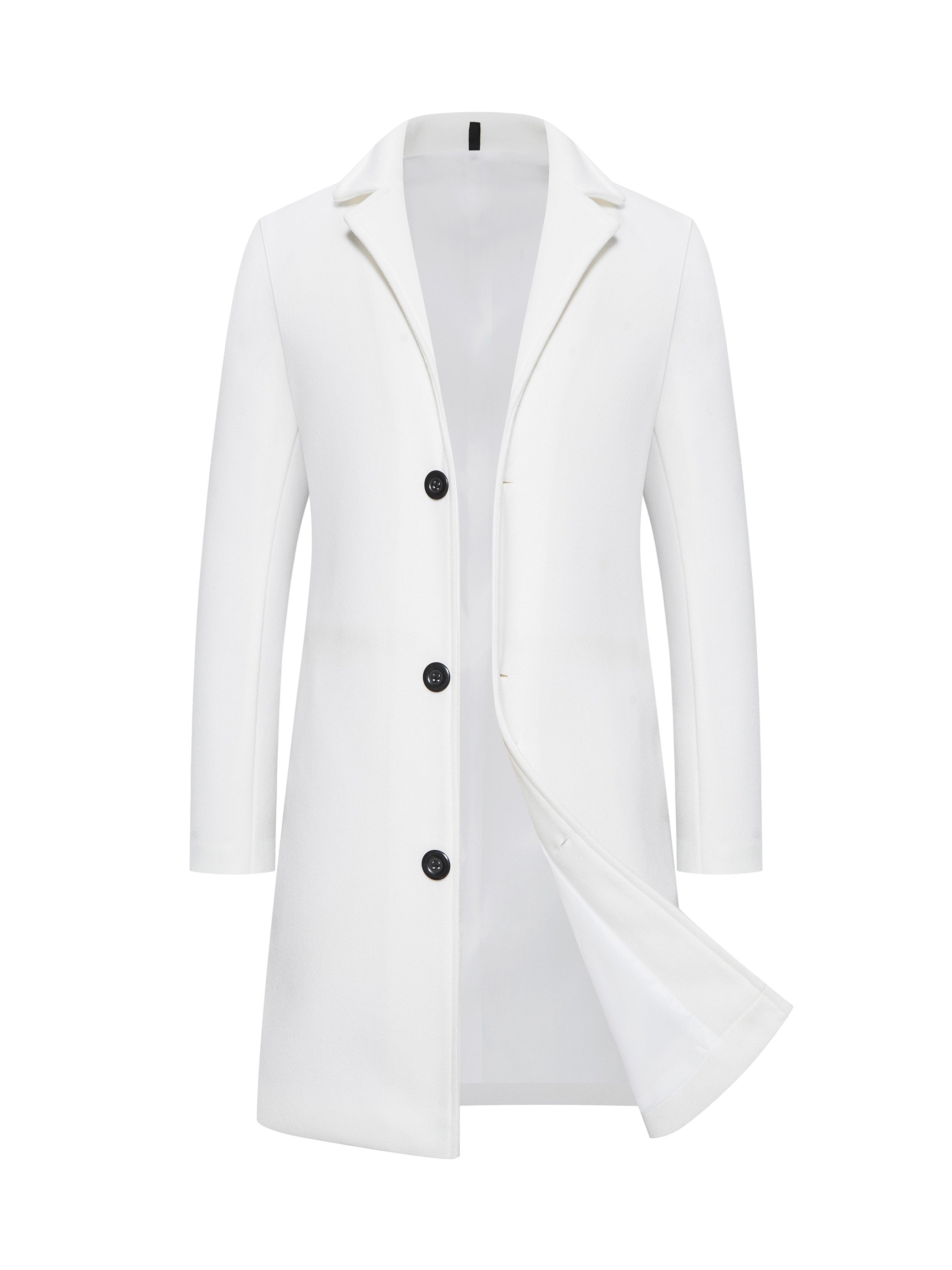 Trench Coat Mi-Long à Boutonnage Simple pour Hommes
