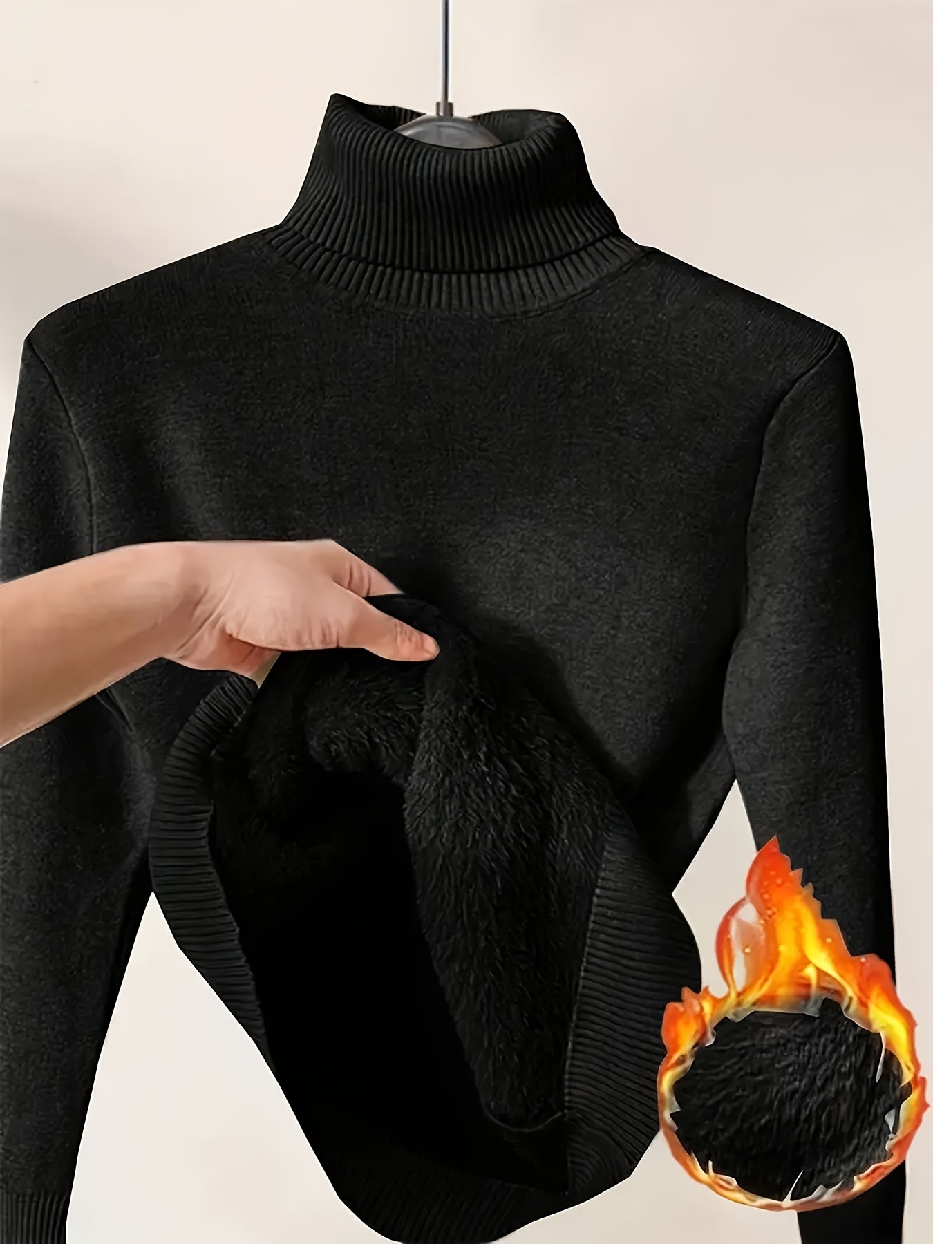 Pull à Col Roulé Côtelé Décontracté avec Manches Longues pour Femmes