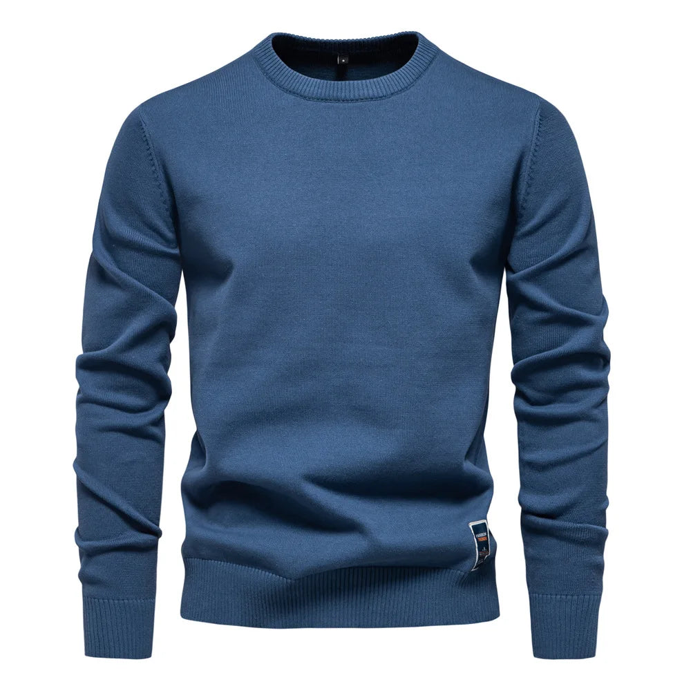 Chandail pour hommes col en V couleur unie manches longues