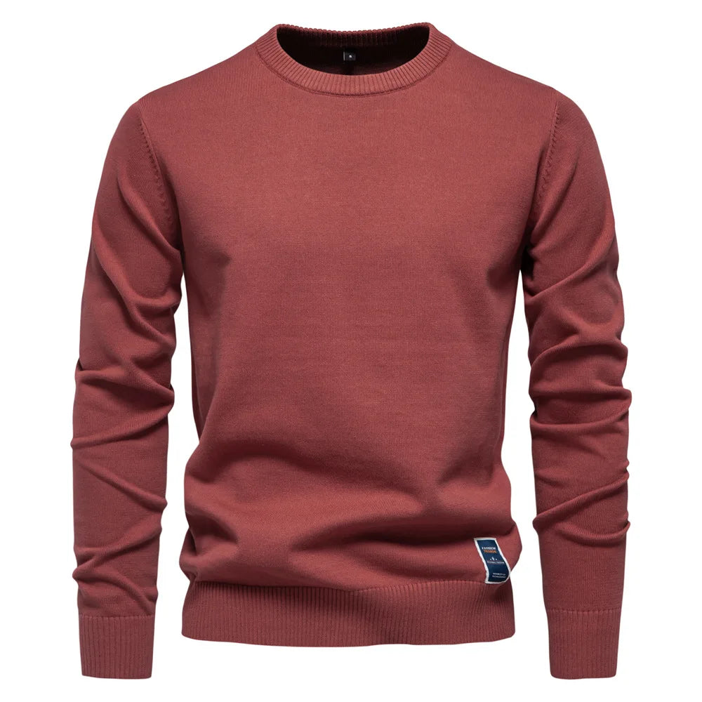 Chandail pour hommes col en V couleur unie manches longues