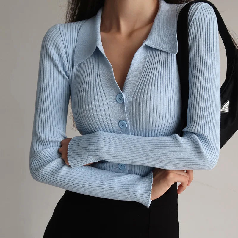 Cardigan Slim à Col V avec Boutons