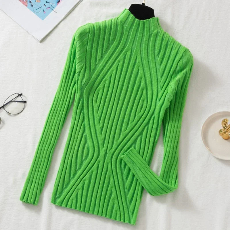 Pull Slim à Demi-Col Roulé en Tricot