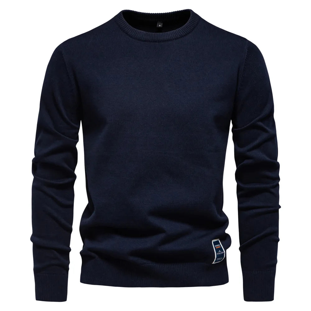 Chandail pour hommes col en V couleur unie manches longues