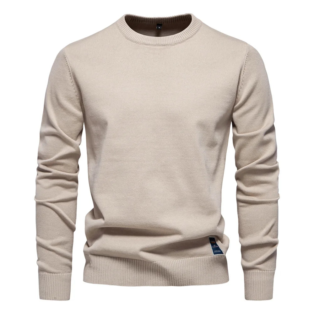 Chandail pour hommes col en V couleur unie manches longues