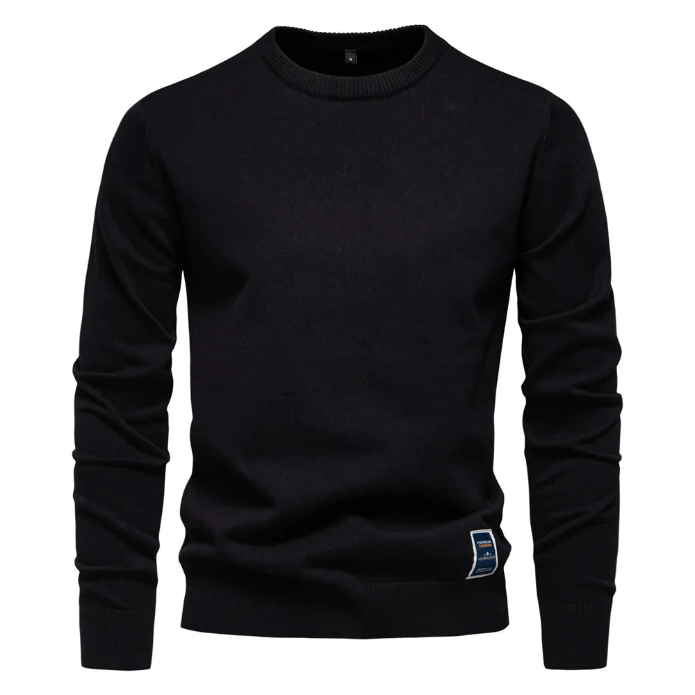 Chandail pour hommes col en V couleur unie manches longues
