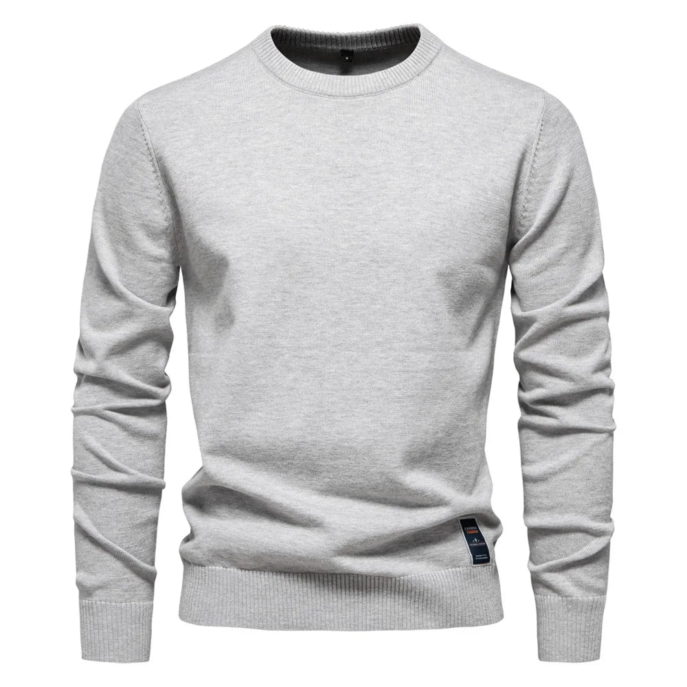 Chandail pour hommes col en V couleur unie manches longues