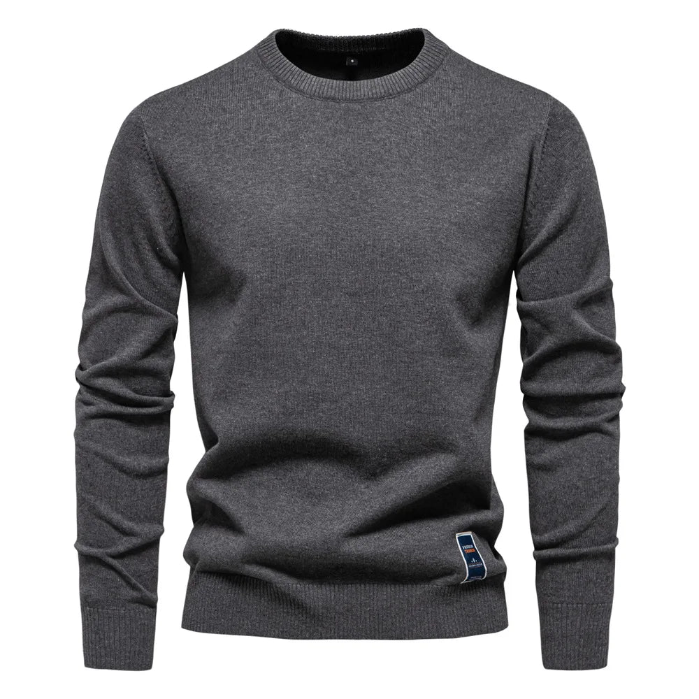 Chandail pour hommes col en V couleur unie manches longues