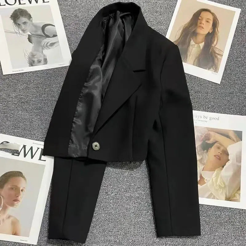 Blazer Court à Col Notch Boutonnage Simple