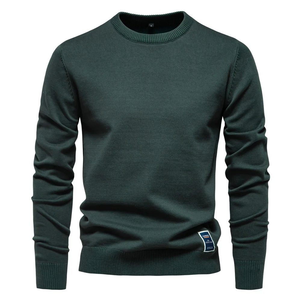 Chandail pour hommes col en V couleur unie manches longues