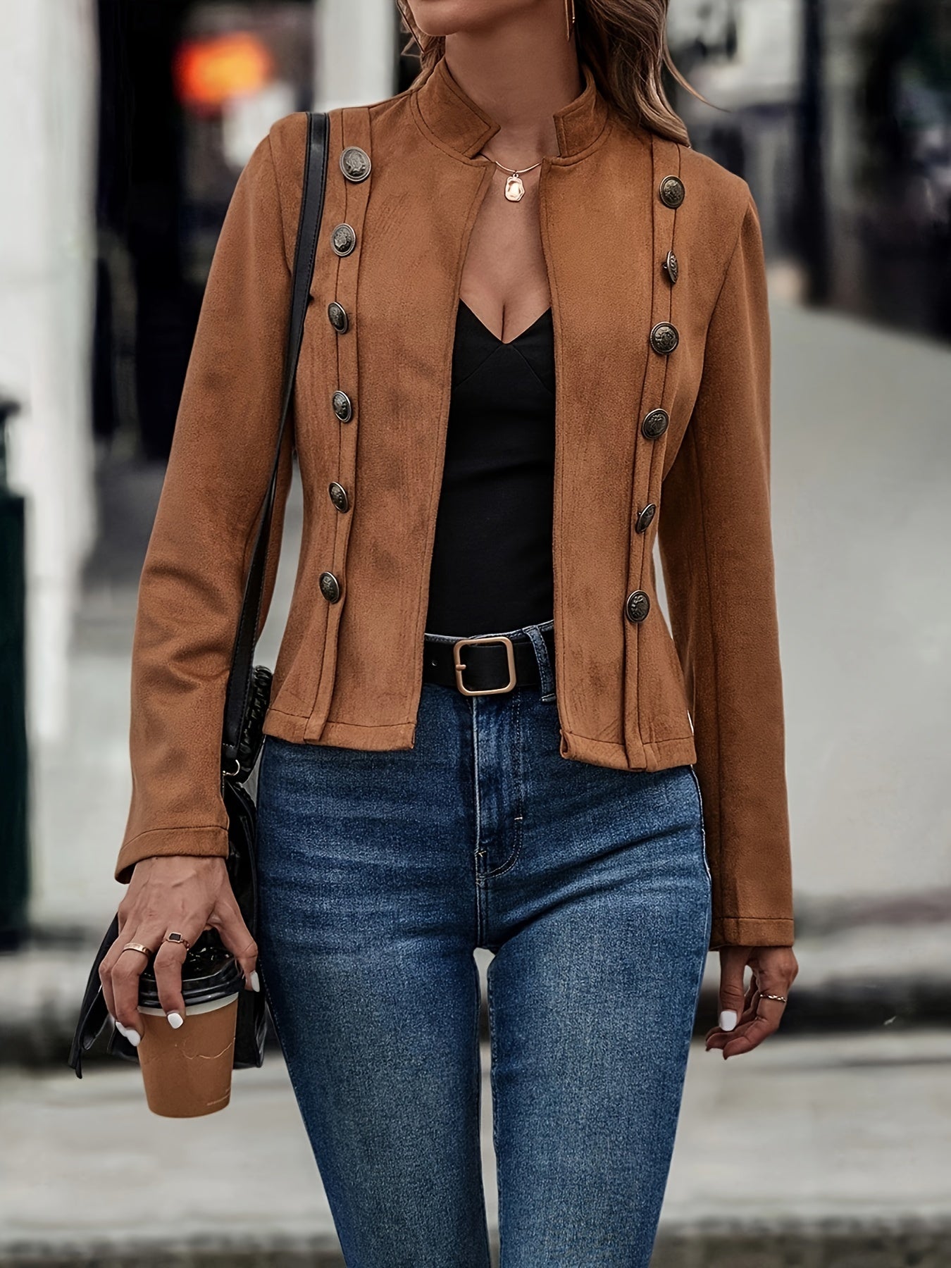 Jeans Droit Taille Haute avec Poches en Denim