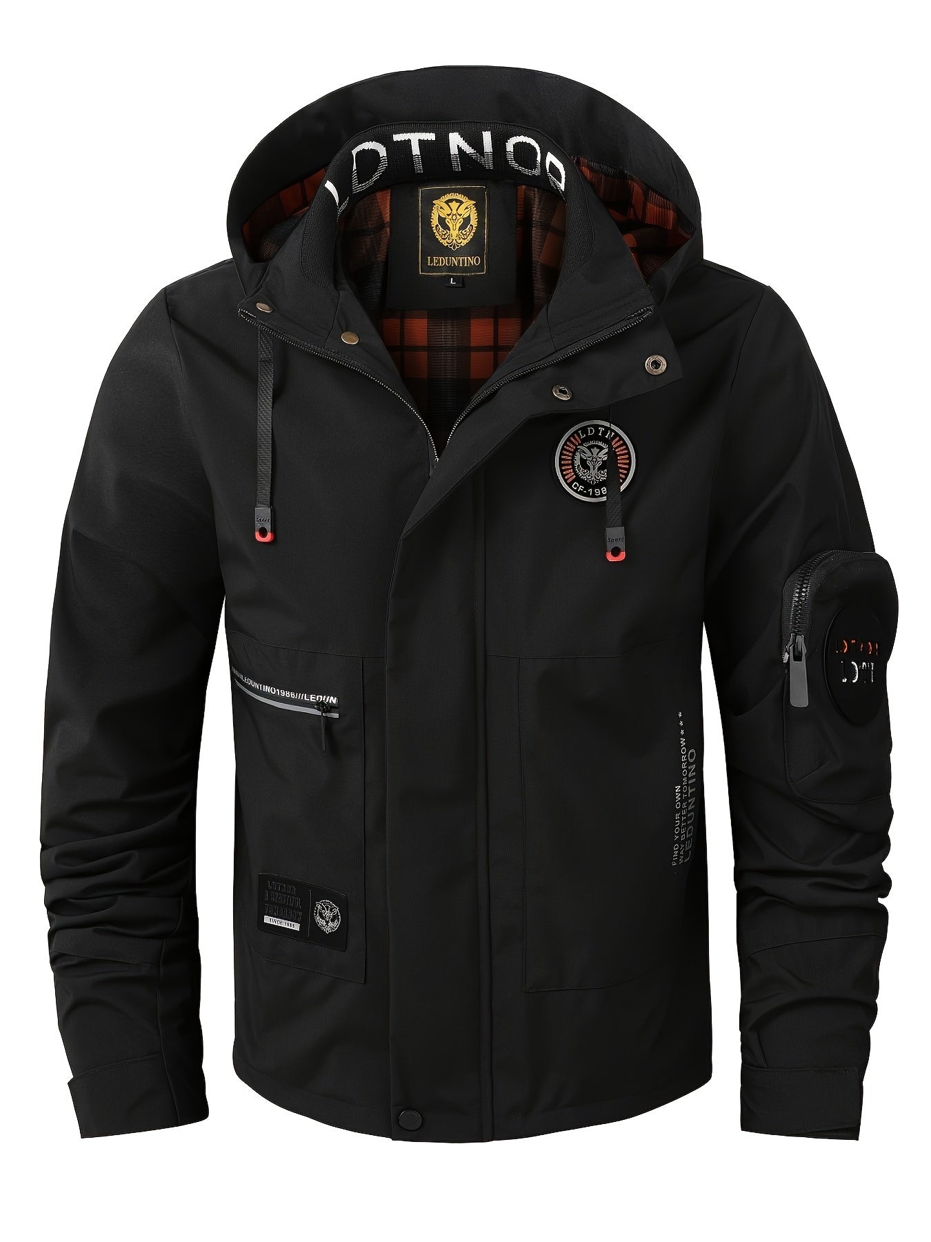 Veste à Capuche avec Broderie et Poches Multiples