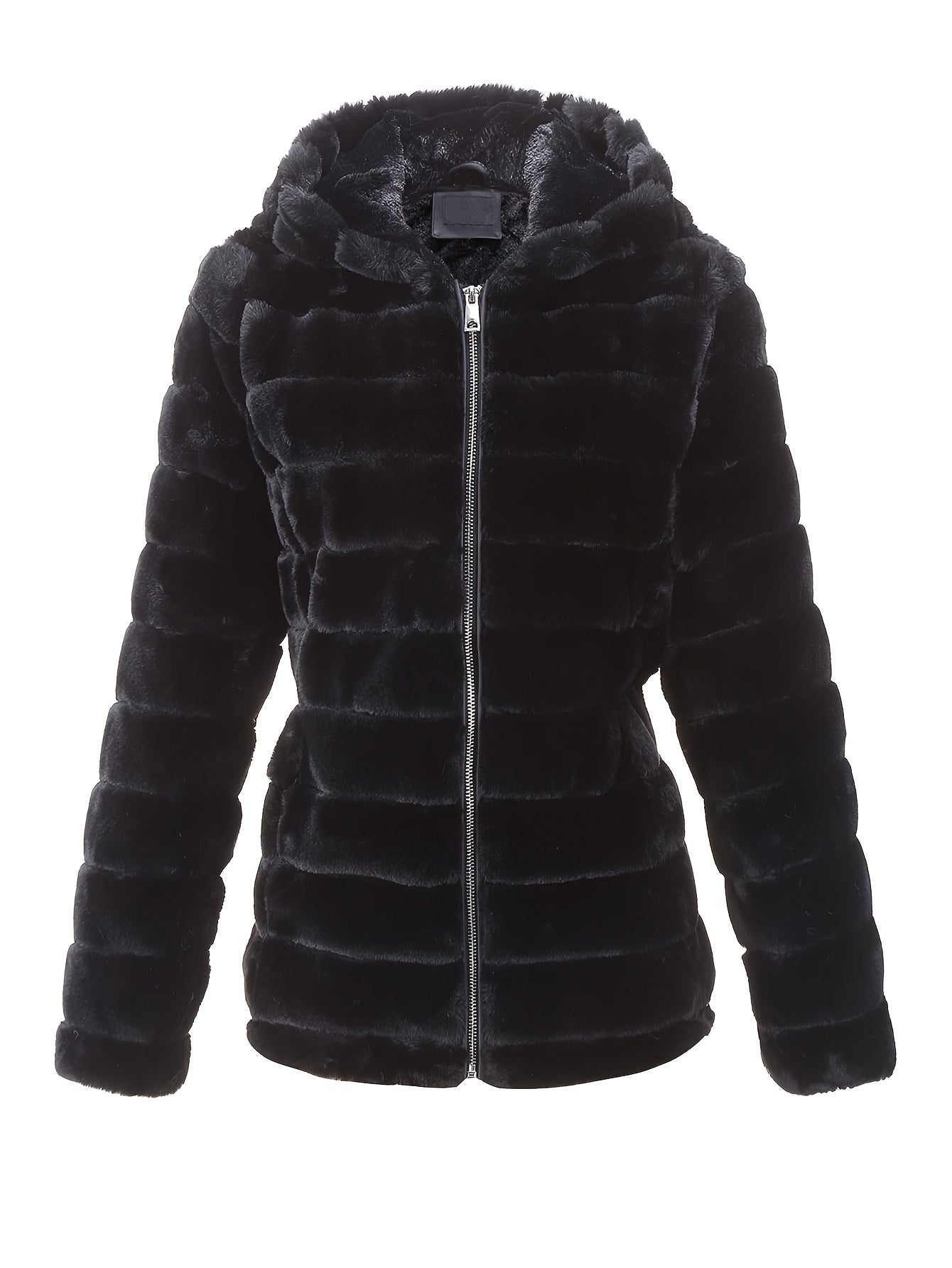 Manteau Teddy à fermeture éclair de couleur unie