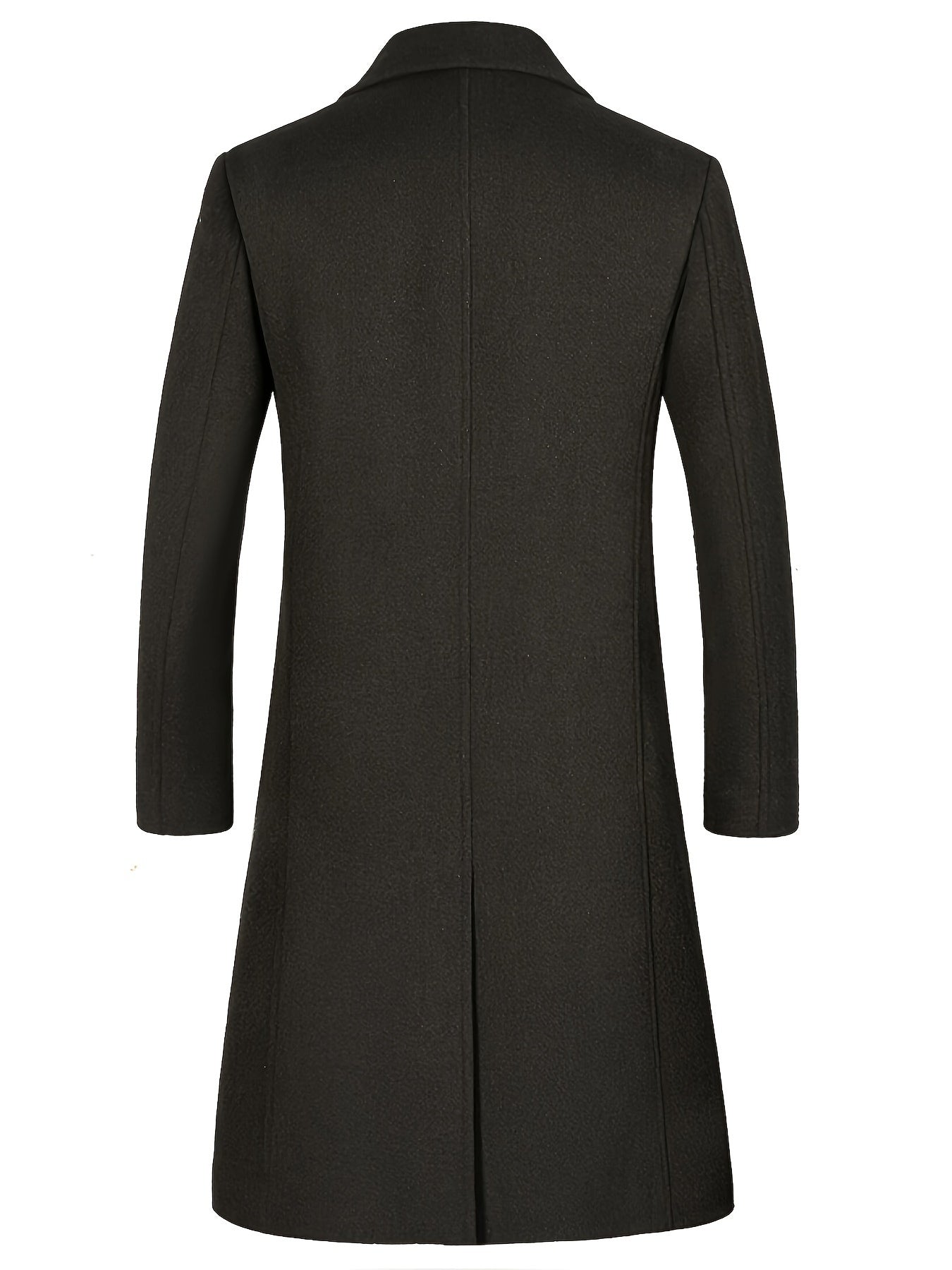 Manteau Long en Laine Mélangée avec Revers pour Hommes