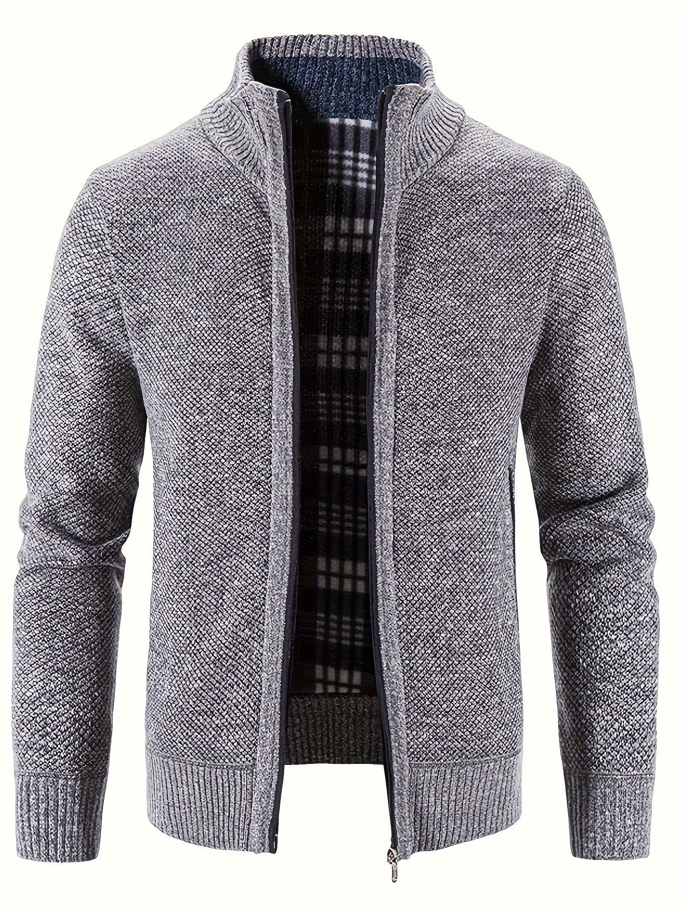 Veste Col Montant Tricotée avec Poches