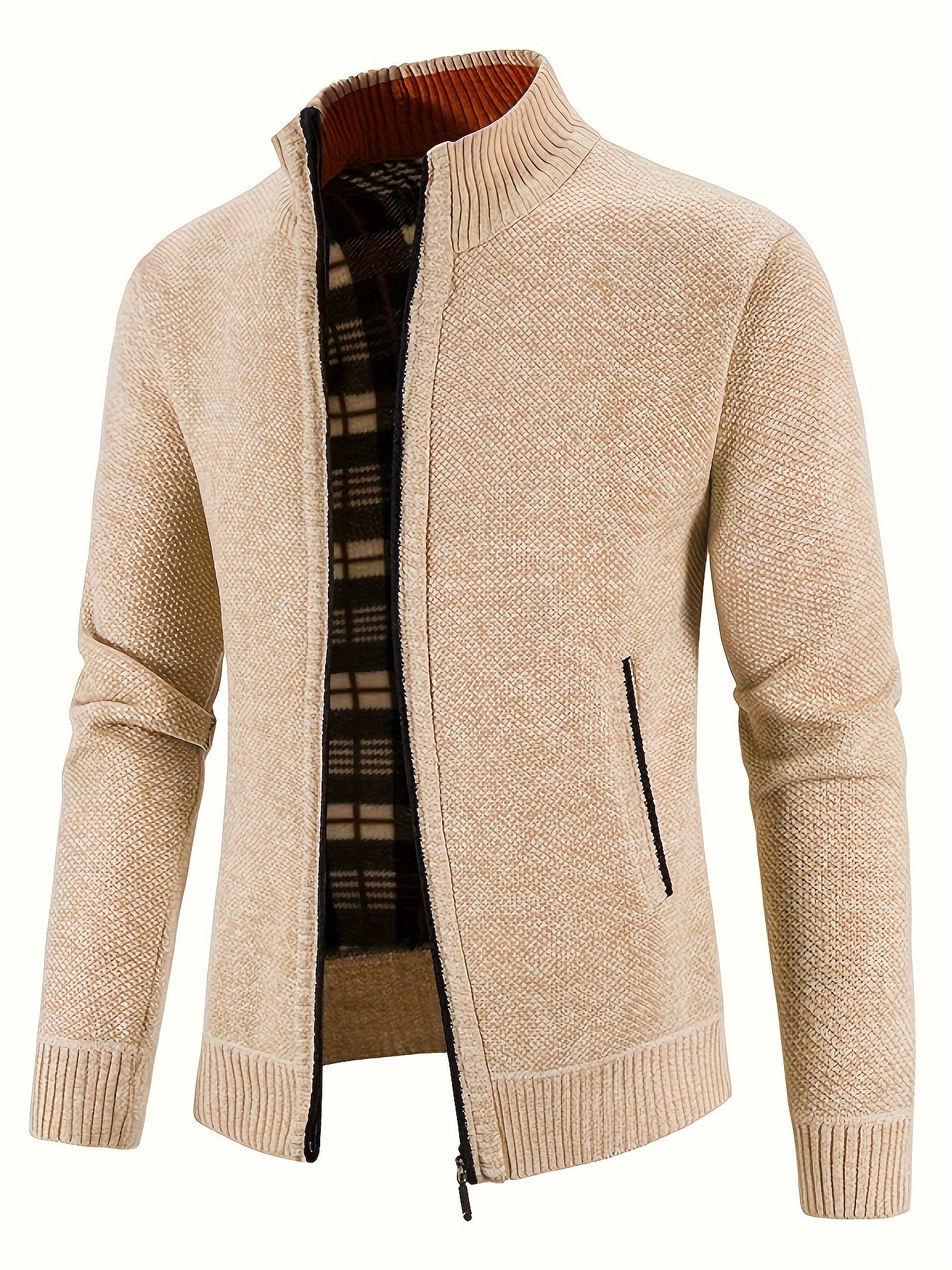 Veste Col Montant Tricotée avec Poches