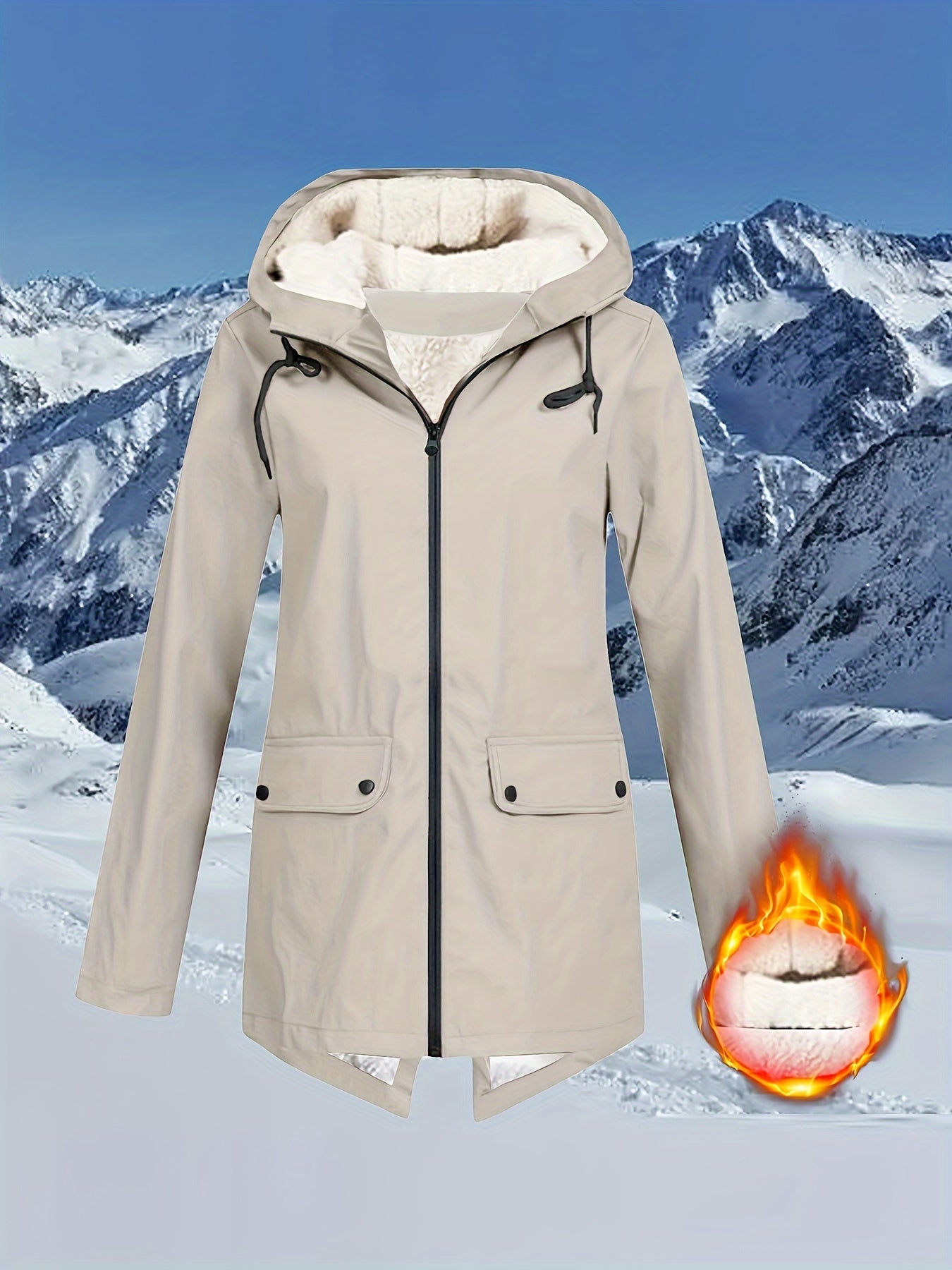 Veste à capuche zippée à poches rabattues pour femmes