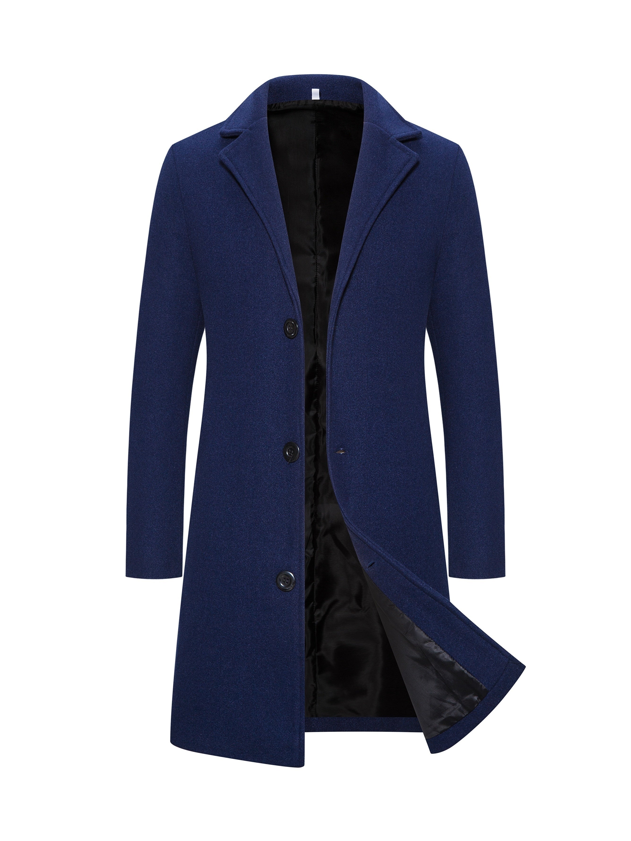 Trench Coat Mi-Long à Boutonnage Simple pour Hommes