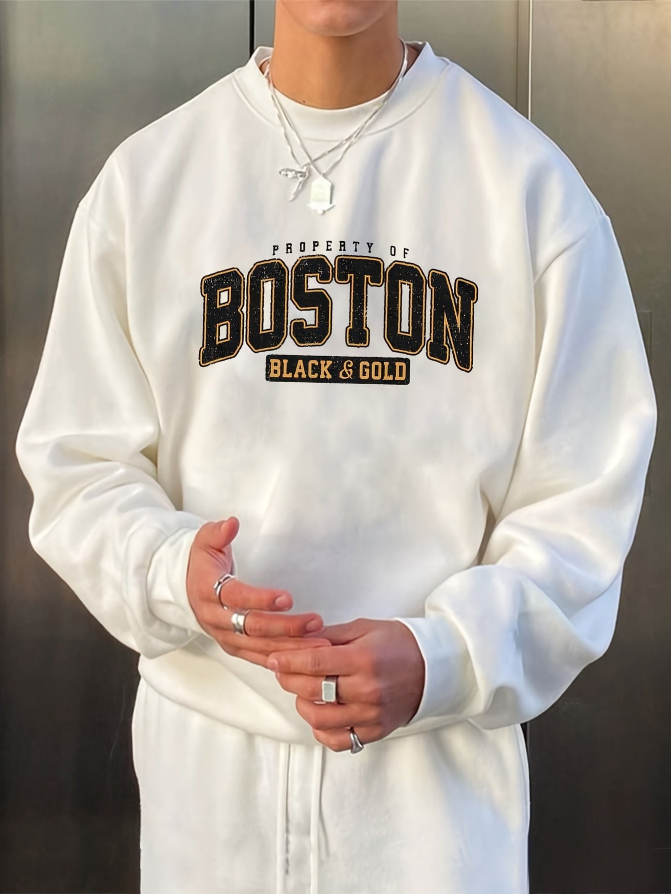 Sweat-shirt Décontracté à Col Rond avec Imprimé BOSTON