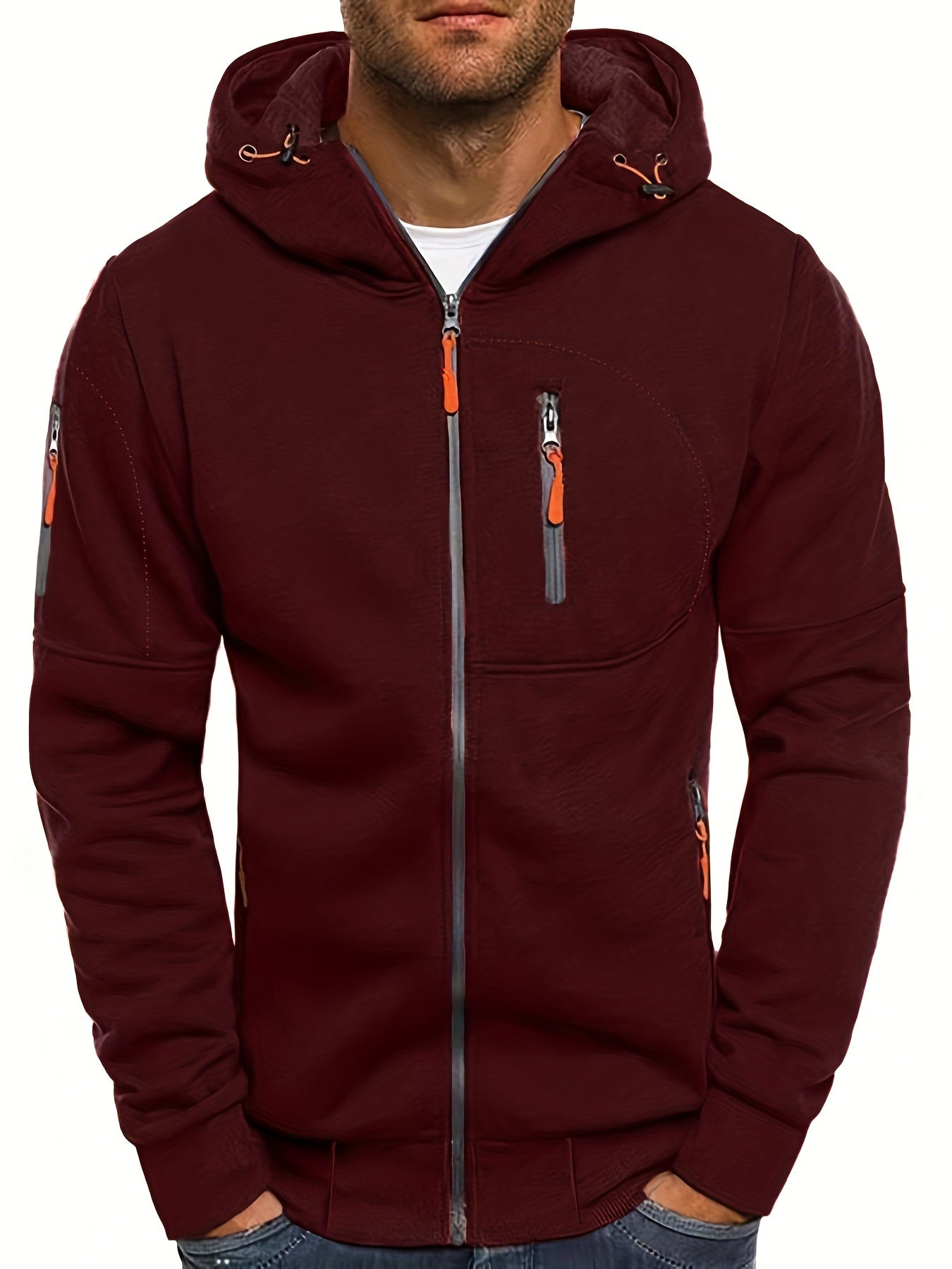 Veste à Fermeture Éclair et Capuche Décontractée pour Hommes