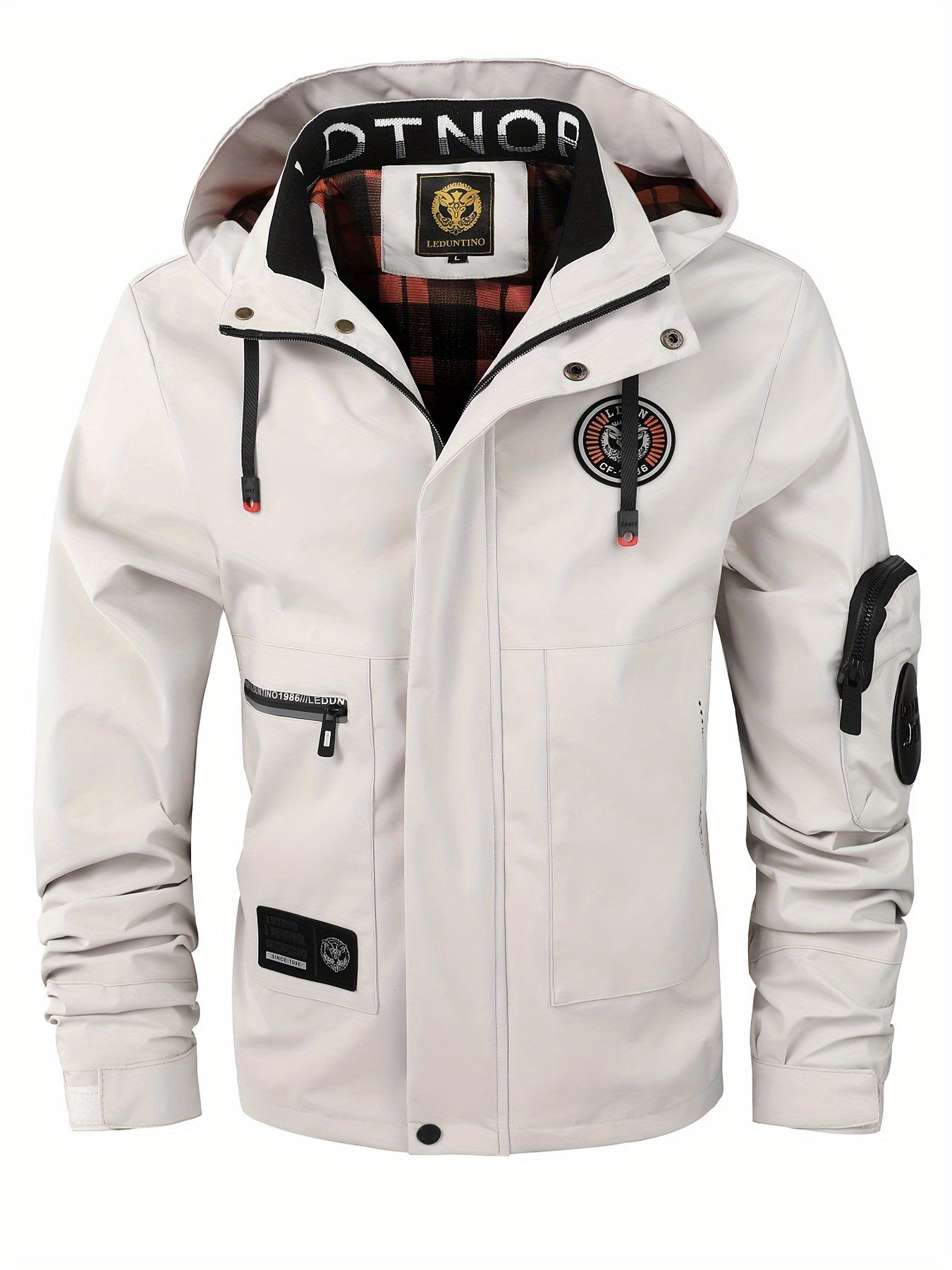 Veste à Capuche avec Broderie et Poches Multiples