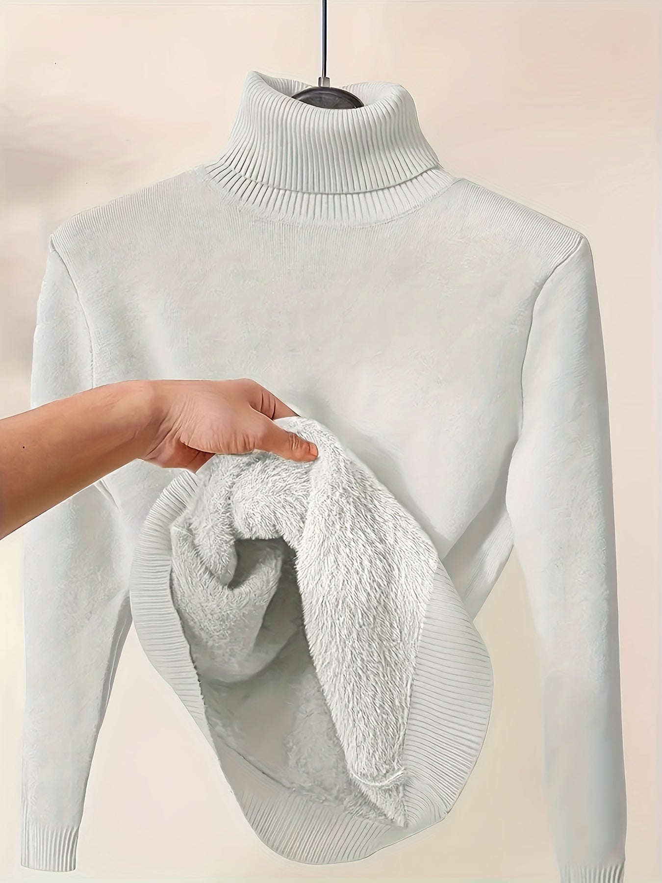 Pull à Col Roulé Côtelé Décontracté avec Manches Longues pour Femmes