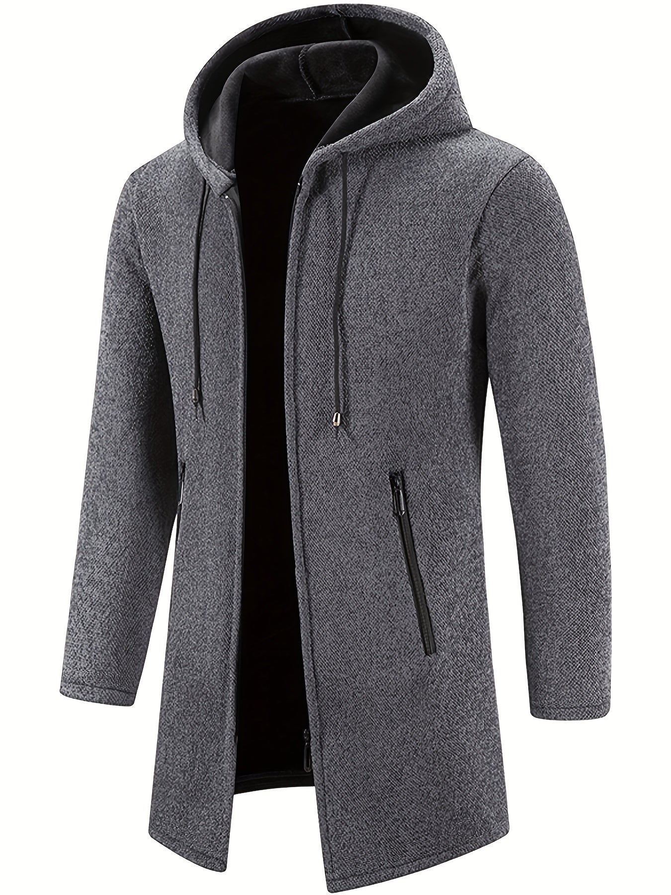 Manteau à Capuche Mi-Long en Tricot Confortable