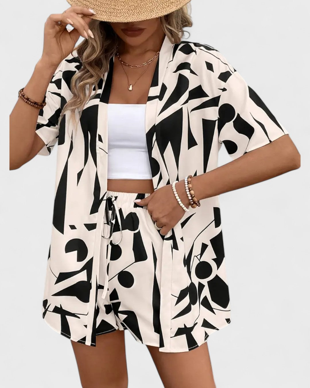 Ensemble chemise fluide et short imprimé