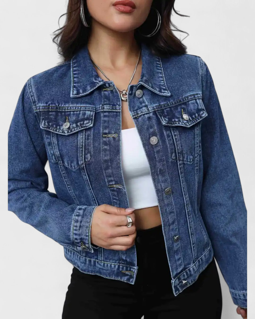 Lidie | Veste en jean brodée de fleurs pour femme